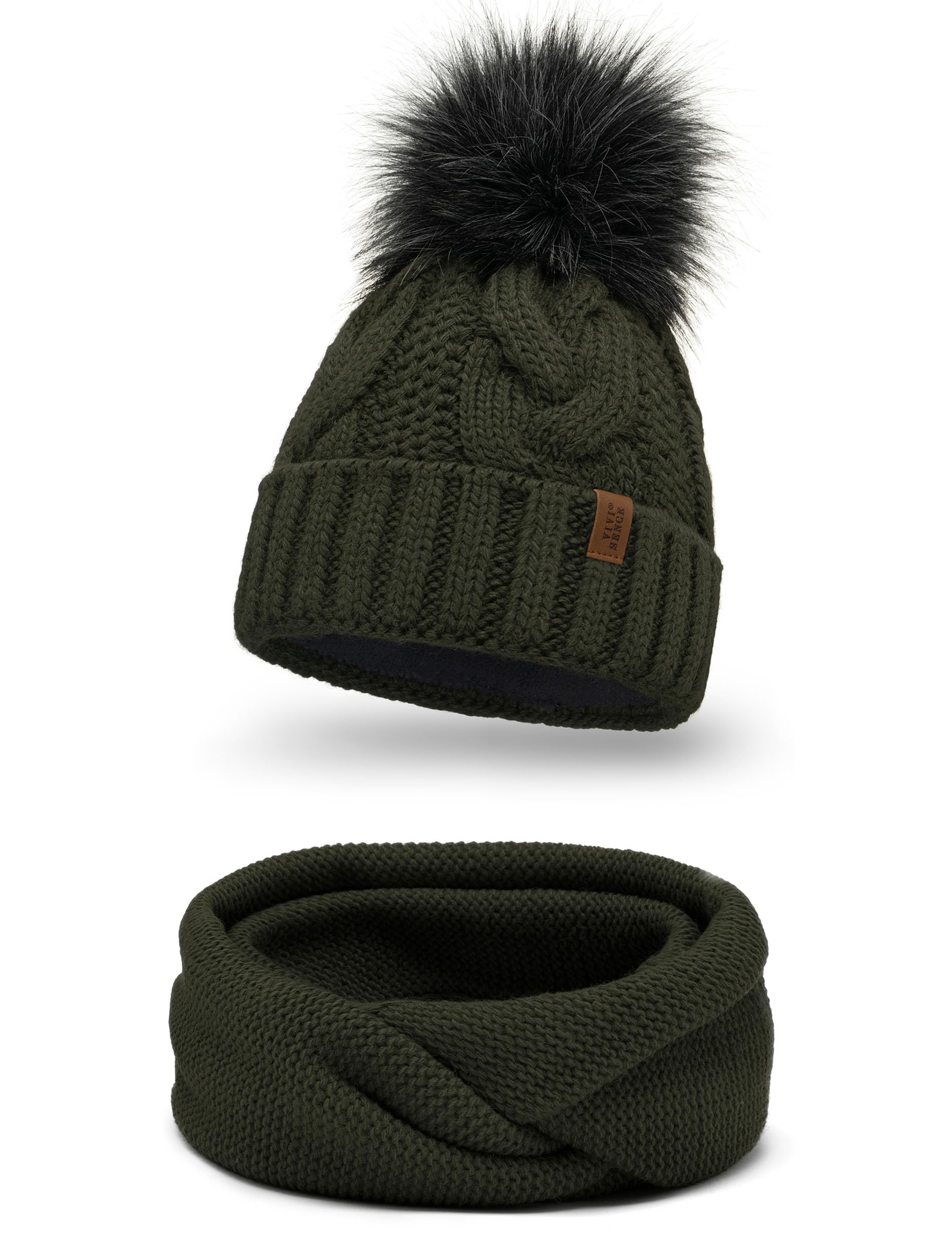 VIVISENCE Wintermütze Mit Bommel Damen Warmes Ideal Für Kalte Wintertage 7014