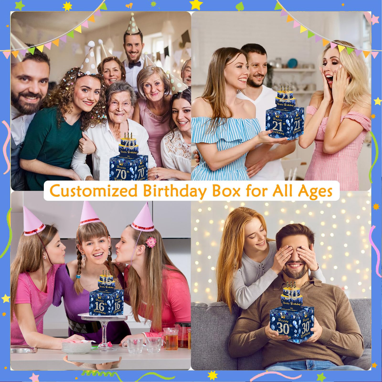 Geldgeschenke 21 Geburtstag,Blauesgold Geschenkbox mit herausziehbaren Geld,Geld Geschenk Box für Geld,Geschenkverpackung Geburtstag Box für Eltern, Kinder, Liebhaber und Freunde Geburtdeko