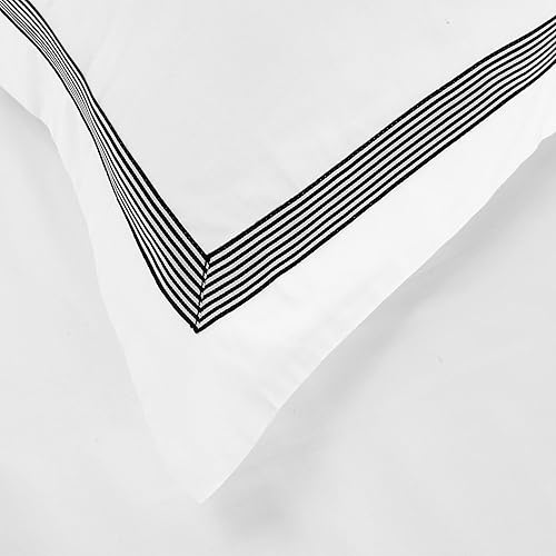 Miniatura 4 de Superior Miller - Juego de funda de edredón bordada, algodón de fibra larga, matrimonialqueen, color negro