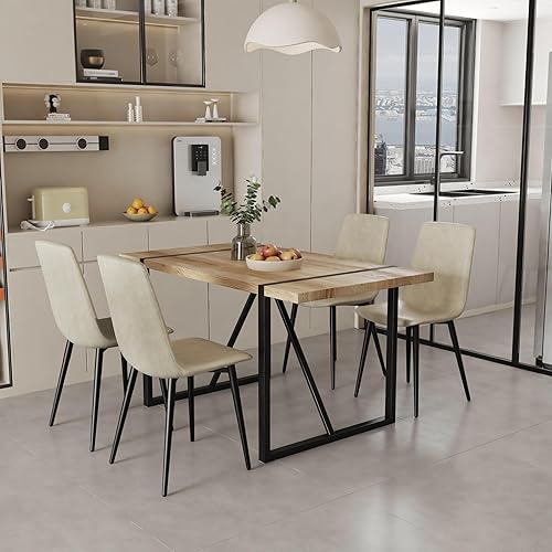 Miniatura 2 de Juego de mesa de comedor para 4, mesa y sillas modernas, juego de 4, juego de mesa de comedor de 5 piezas, incluye mesa de cocina de madera y 4