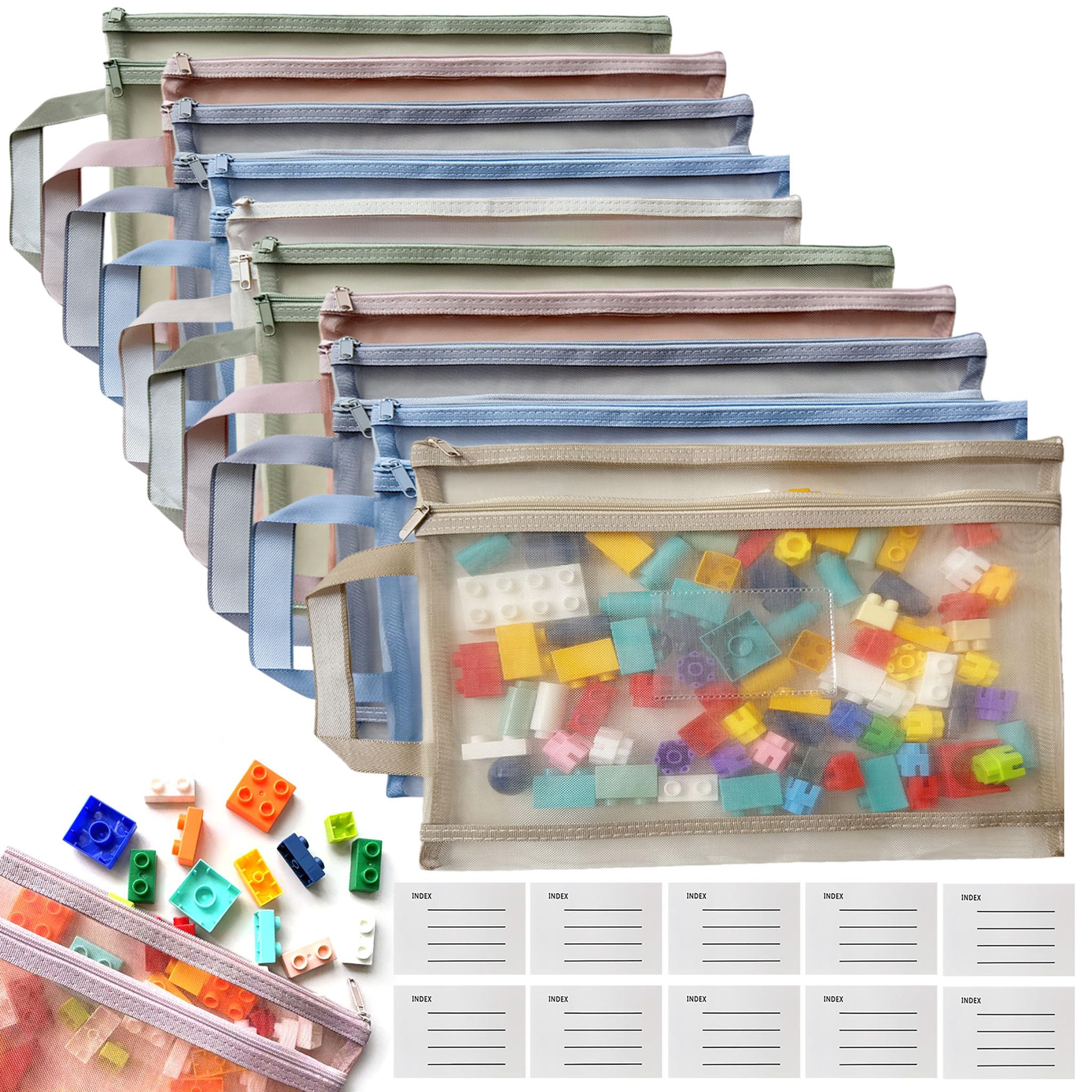 Sacs de rangement pour jouets en maille double couche A4 zippés Laifu
