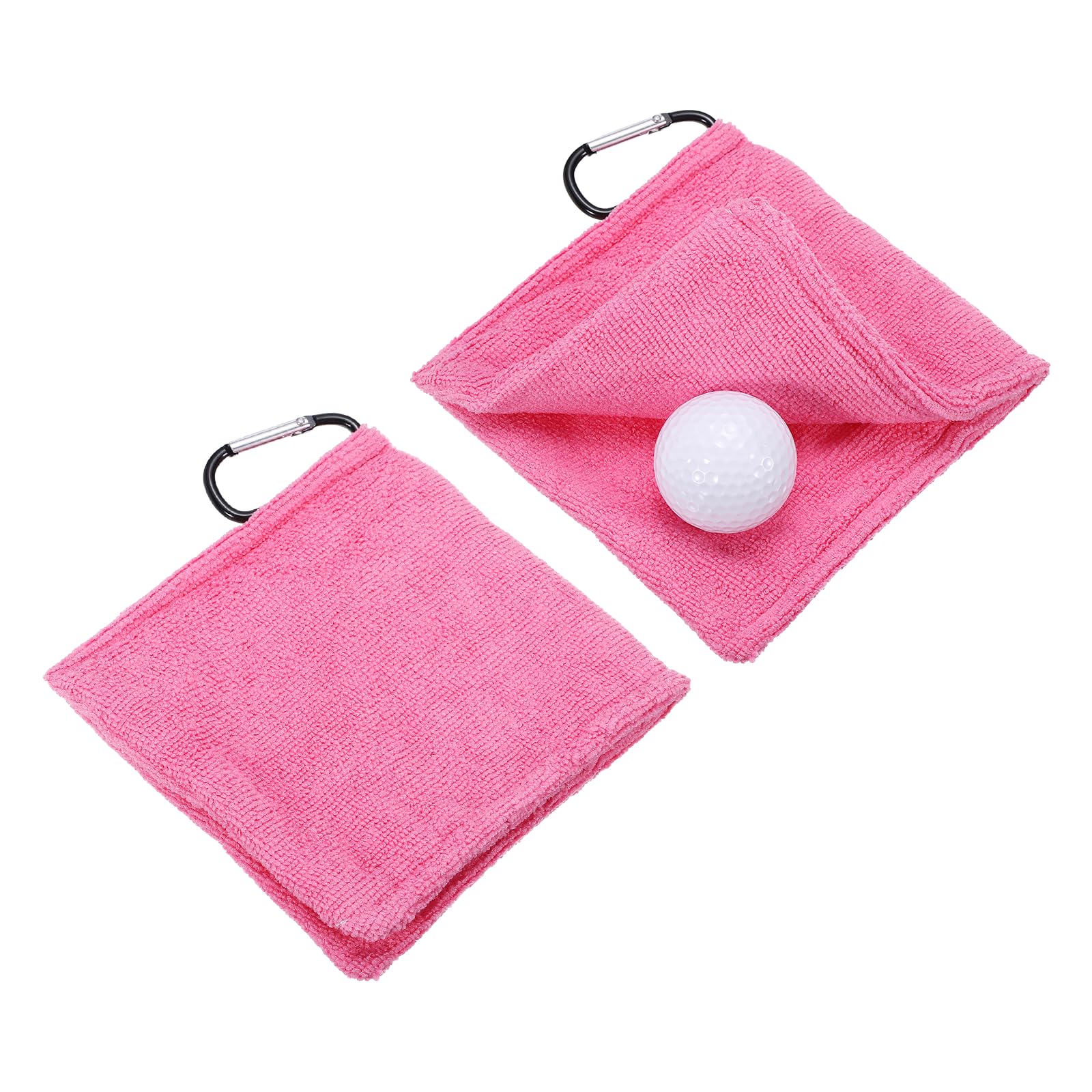 YELARXI Small Microfiber Golf Towel, Pocket Golf Ball Towel with Clip Fitting For (Bags/Carts/Clubs-Cleaning Accessories-Men/Women) 6 Inch & 2 Pack & Rose Red