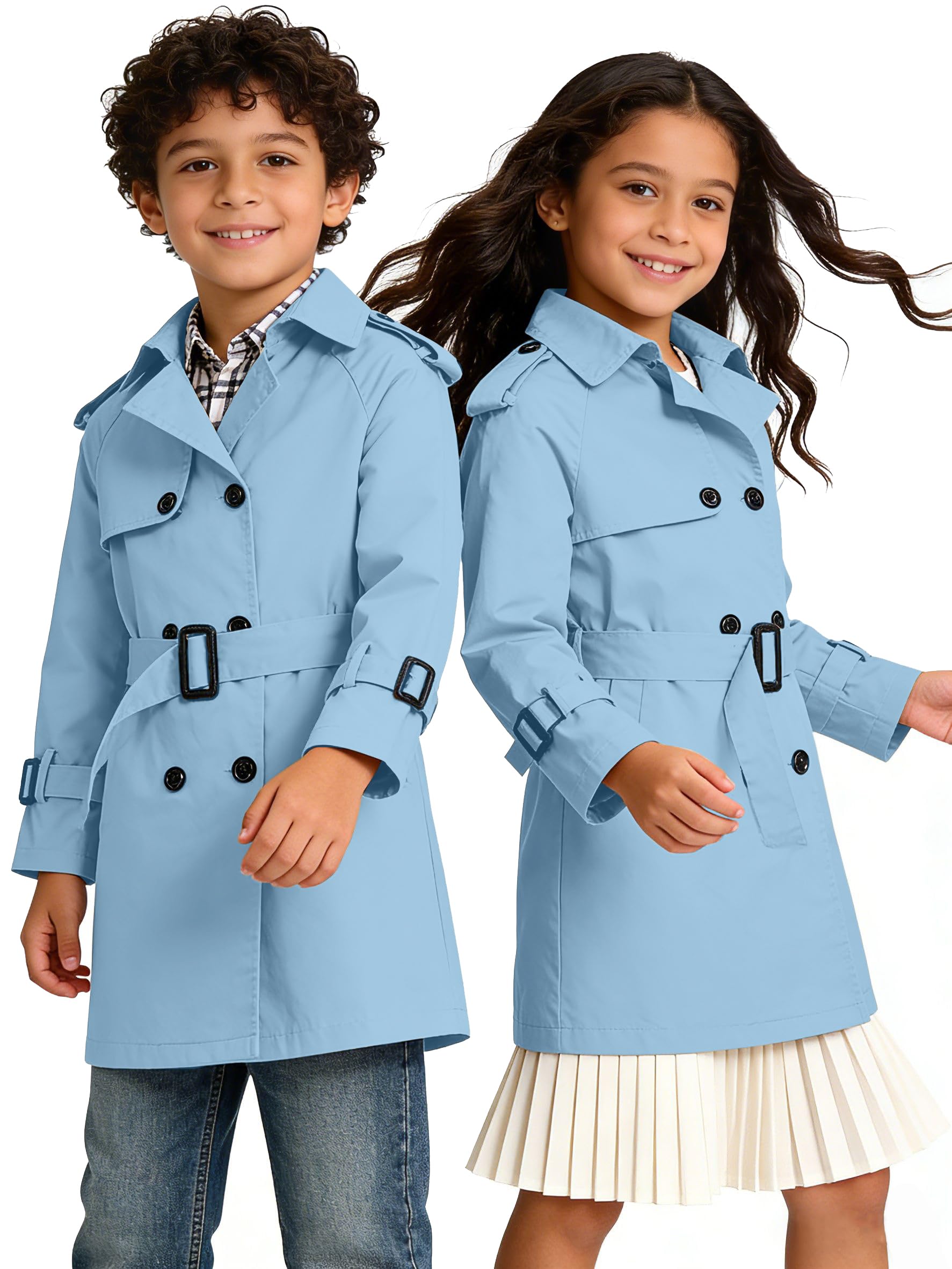 Cromoncent Kids Waterproof Double Breasted Lapel Trench Coat