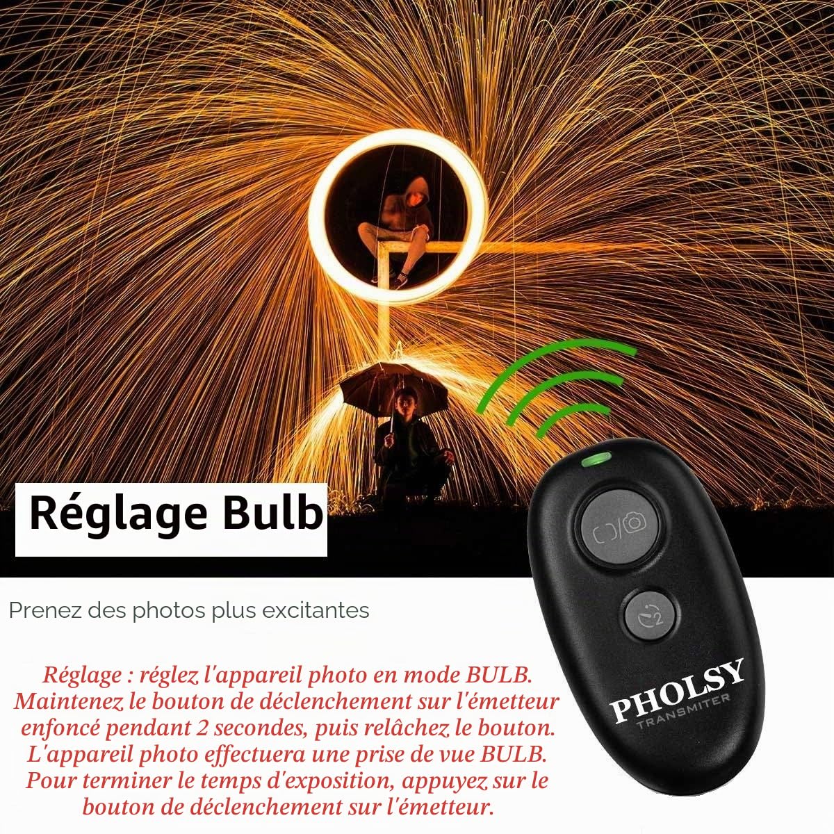 PHOLSY Caméra Télécommande Caméra D'obturation sans Fil pour Canon R7, R6ii, R8, R10, 90D, 850D, 5D, 6D II, 7D II, 40D, 50D; pour Olympus Om-1, EM1X, EM1 II; pour Fuji GFX50SII, XT3, XT4, XT5, XT30II