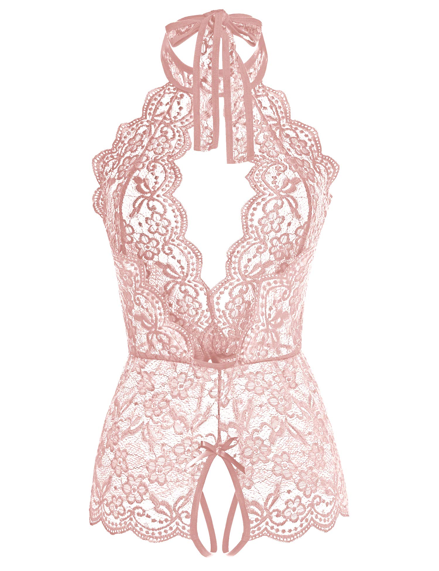 Ababoon Women One Piece Lingerie Lace Sexy Baby Dolls Teddy Sleepwear: Rose 4X-Large
