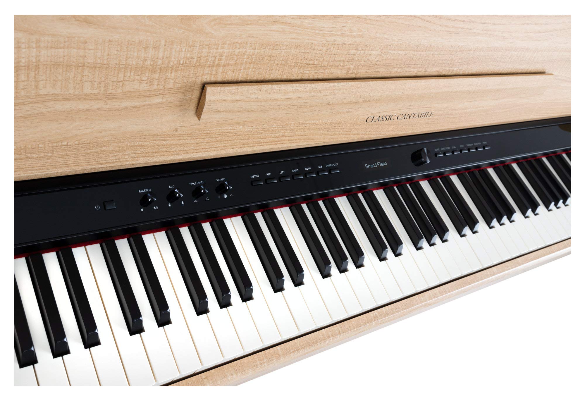 Classic Cantabile UP-1 LA Piano Droit Numérique - 88 Touches pondérées avec clavier à marteaux - Synthetiseur avec USB, MIDI-Interface 40 voix, 256 polyphonie, fonction d'enregistrement - Chêne Clair