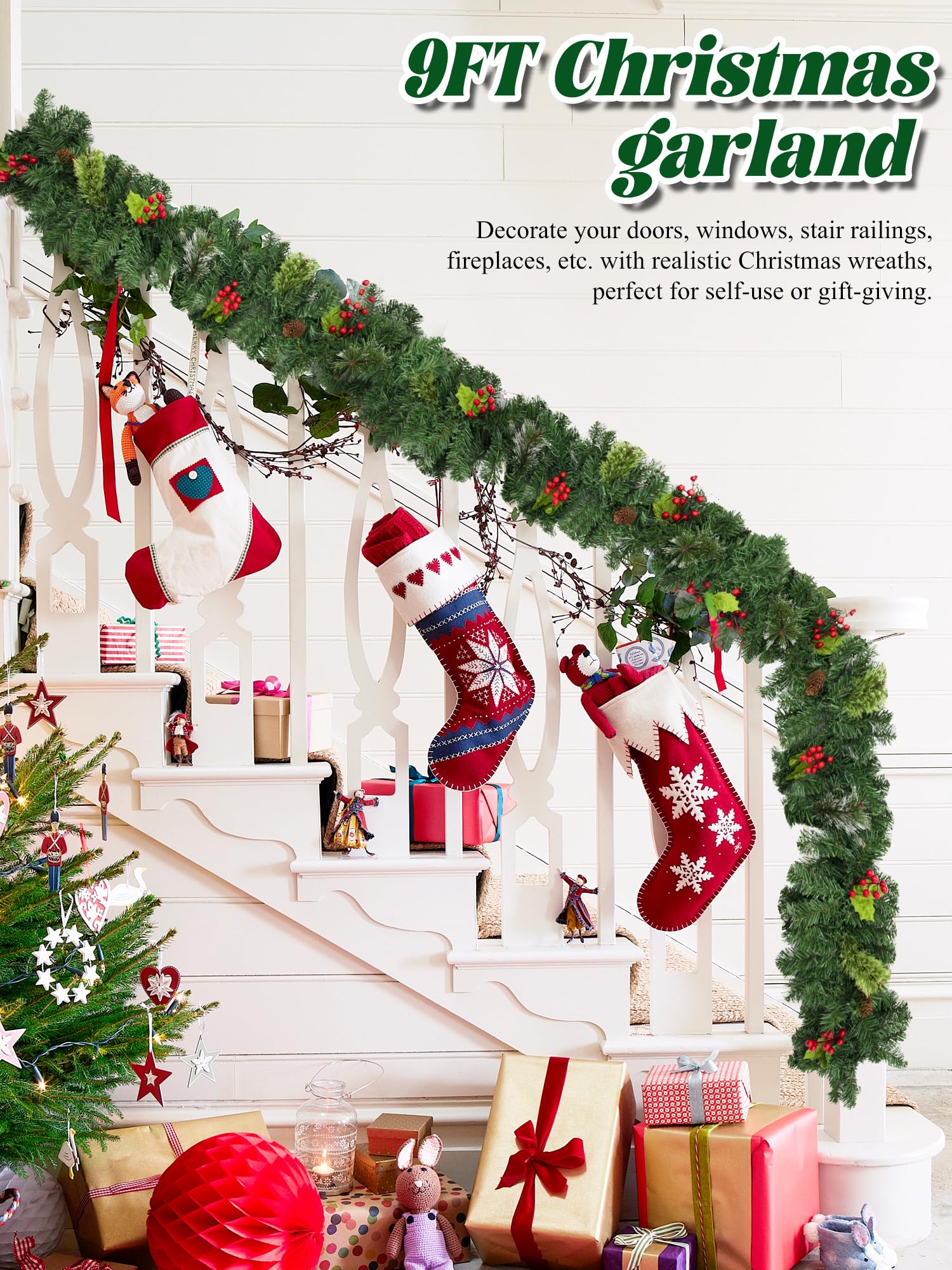 12m - 39ft Noël Pin Guirlande Artificielle Pin Guirlande Décorations De