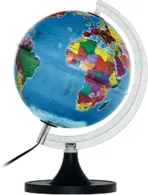 Globo Terrestre Genio Politico - 21cm Iluminado com Led Branco Bivolt - Base Plastico (37X 21,5 X 21,5)