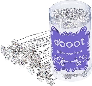 eBoot 40 Pack Flower Crystal Rhinestone Hair Pins with a Storage Bag for...