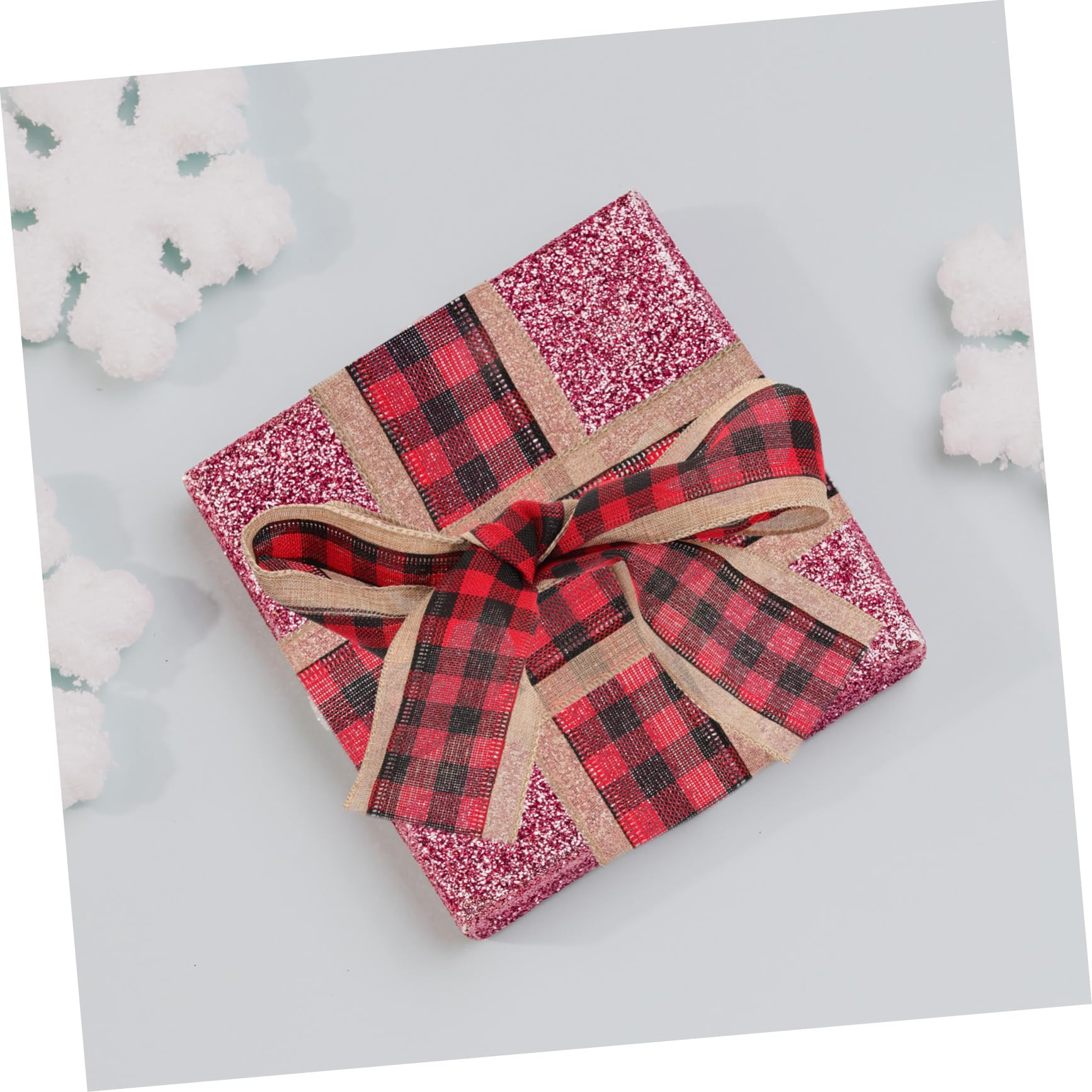 Lurrose 8 Stk Weihnachtsband Blumenstrauß Verpackungsband schwarz-weiß kariertes Geschenkband Juteband ribbon bandfeile Weihnachtsdekorationszubehör DIY Bastelband Baumwolle rot
