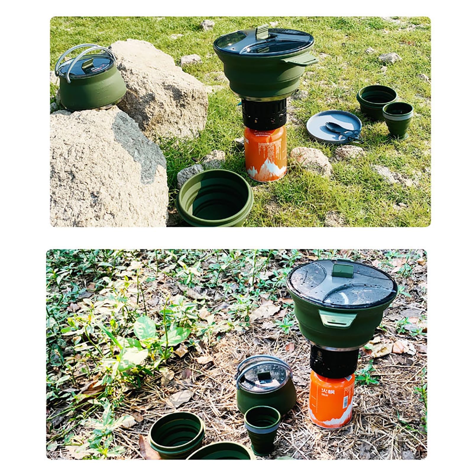 Accesorios Camper para Acampar, Juego de Cocina Portátil de gel de Sílice para Acampar, Accesorios Camper para Furgonetas, Senderismo