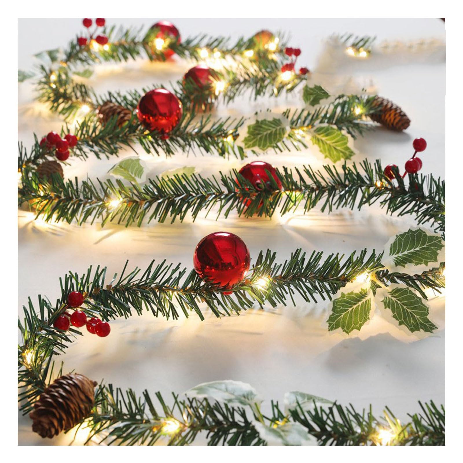 Ghirlanda natalizia luminosa con nastro e fiocco per porta d'ingresso - decorazione natalizia invernale artificiale, 1 pezzo (rosso), 30 cm | Leroy Merlin