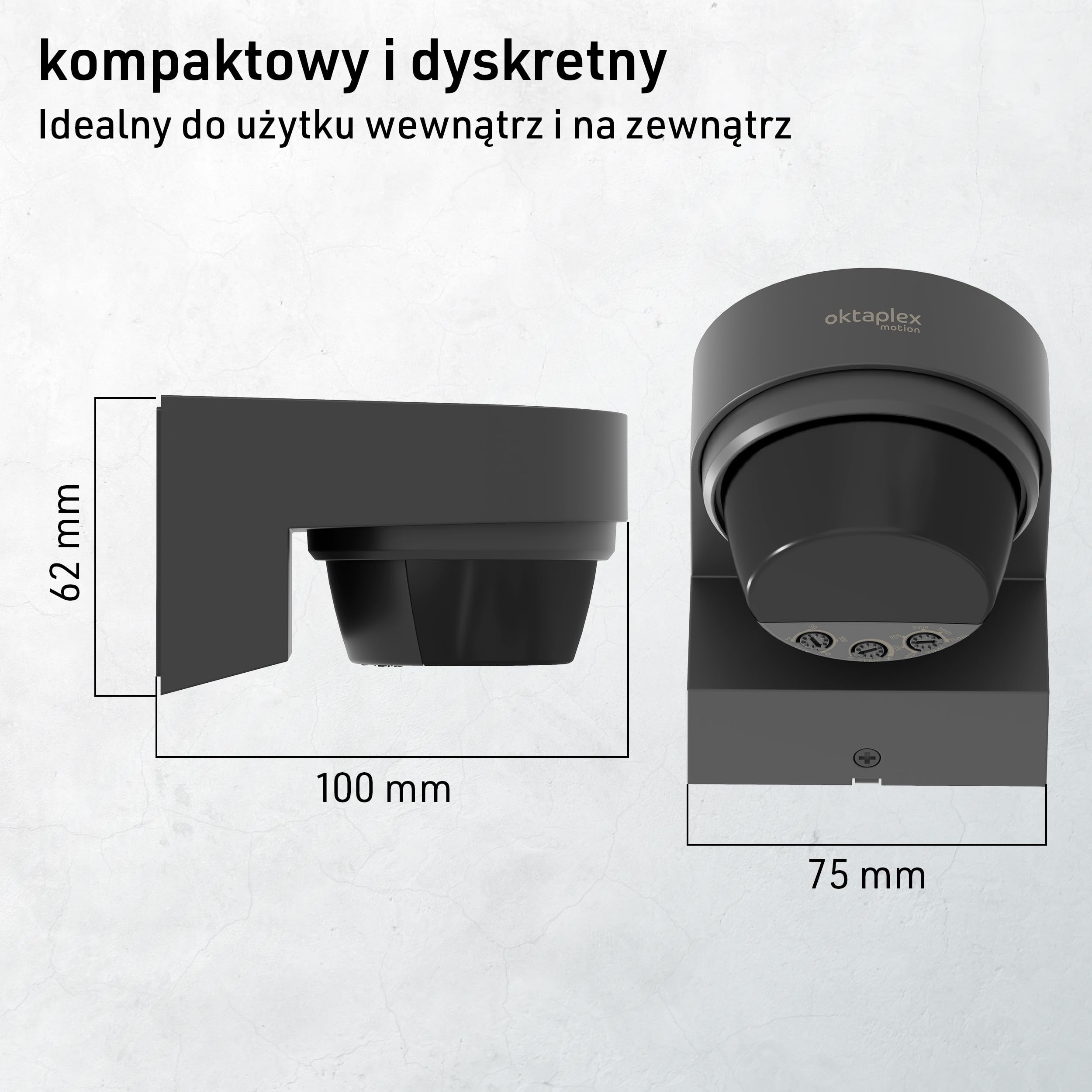 Oktaplex Eva czujnik ruchu zewnętrzny 12 m / 240° czujnik ruchu na podczerwień natynkowy IP65 czujnik ruchu antracyt