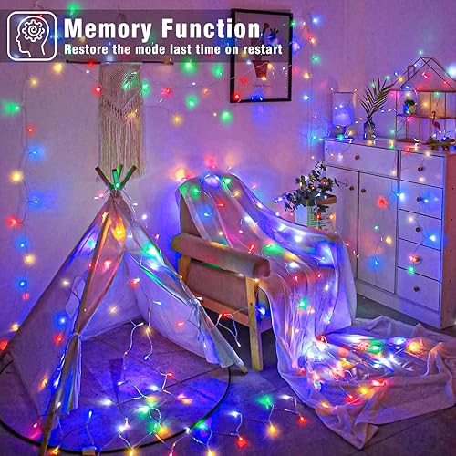 Miniatura 4 de Luces de Navidad multicolor para exteriores, 100 pies, 300 luces LED de Navidad para interiores, impermeables, 8 modos, enchufables, luces de hadas