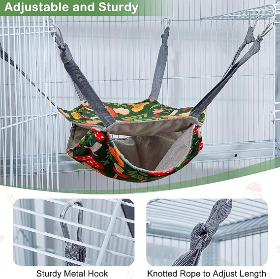 Hamster Hammock House 4Pack Rat Cage Accessories Washable Guinea Pig Bed Hideout Soft Ferret Hanging Nest Swing Small Animals Bedding Hut for Chinchilla Sugar Glider Squirrel