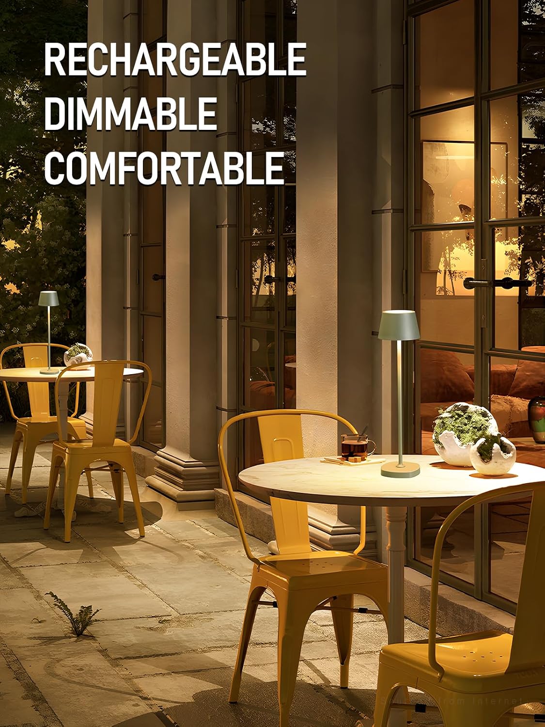 TORCHSTAR LED Rechargeable Cordless Table Lamp with Charging Base, Dimmable Cordless Outdoor Table Lamps for Restaurant Hotels, 4000mAh Battery Operated Portable Desk Lamp, 2700K, Green, Pack of 2