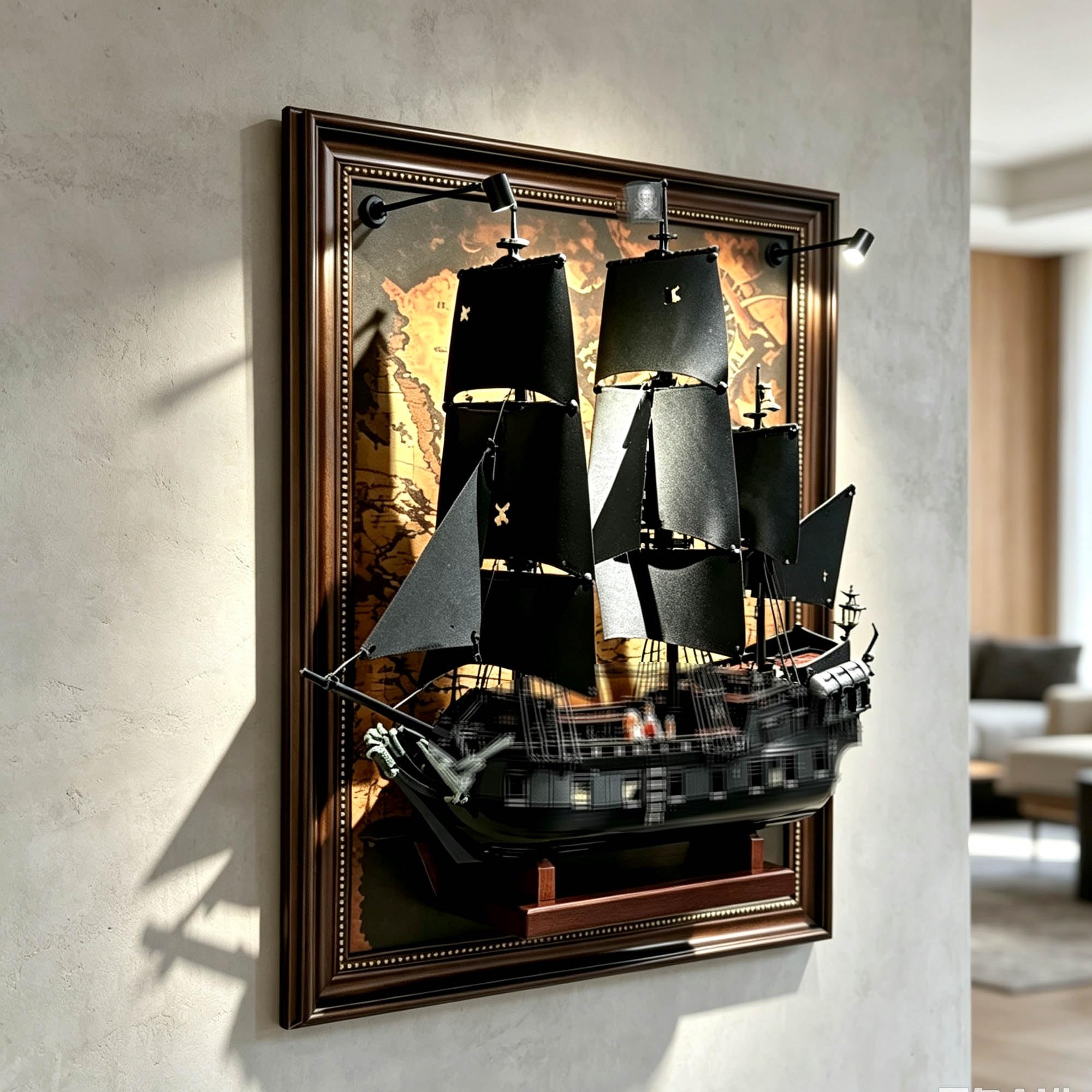 Pannello da parete per Lego 10365 Black Pearl Pirate Ship Set (stile luci)
