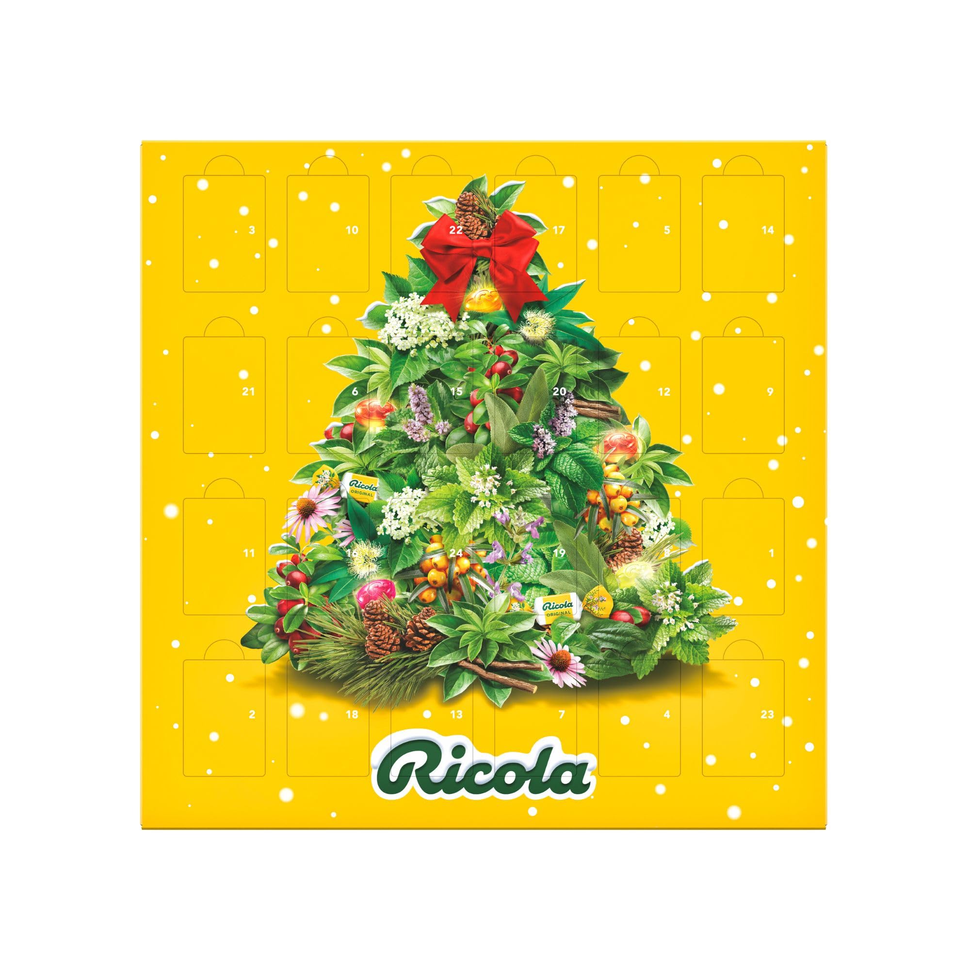 Ricola Adventskalender 2025, 24 Türchen, Mix aus Kräuter-Bonbons, Süßigkeiten Weihnachts-Kalender, geeignet für Kinder und Erwachsene, 1 x 360g (Verpackungsdesign kann abweichen)