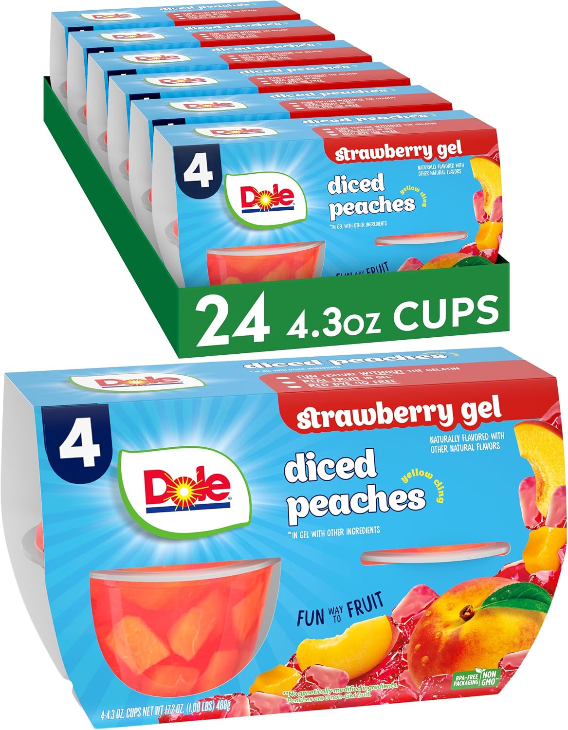 Dole Fruit Bowls Peaches, 4.3oz, 24 Total Cups