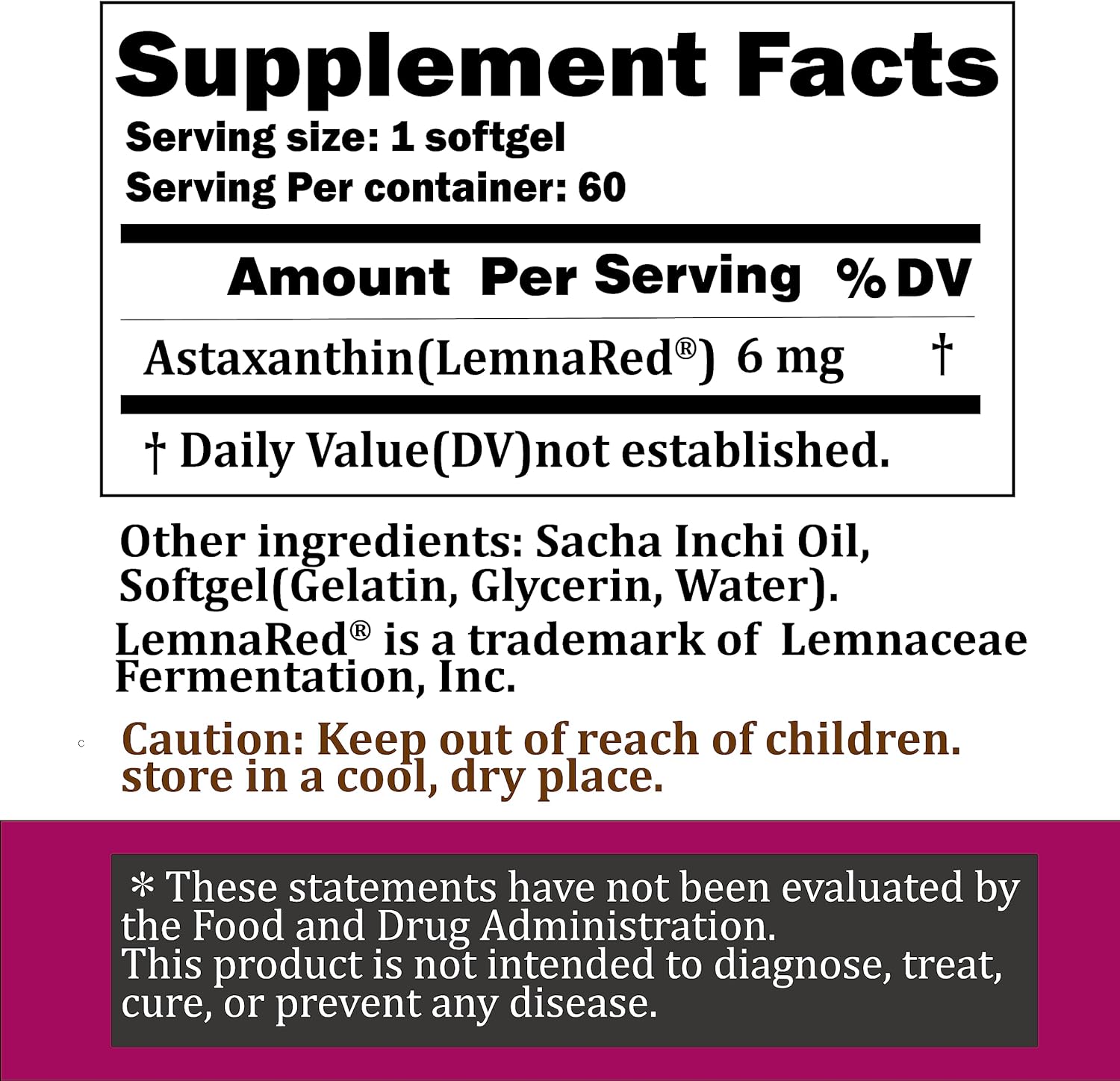 Free-Form Astaxanthin 6mg Softgel-60 Softgels Dietary Supplement Strongest Antioxidant Immune Supports Supports Eye,Joint & Skin Health Formulated with Sacha Inchi Oil - Image 3