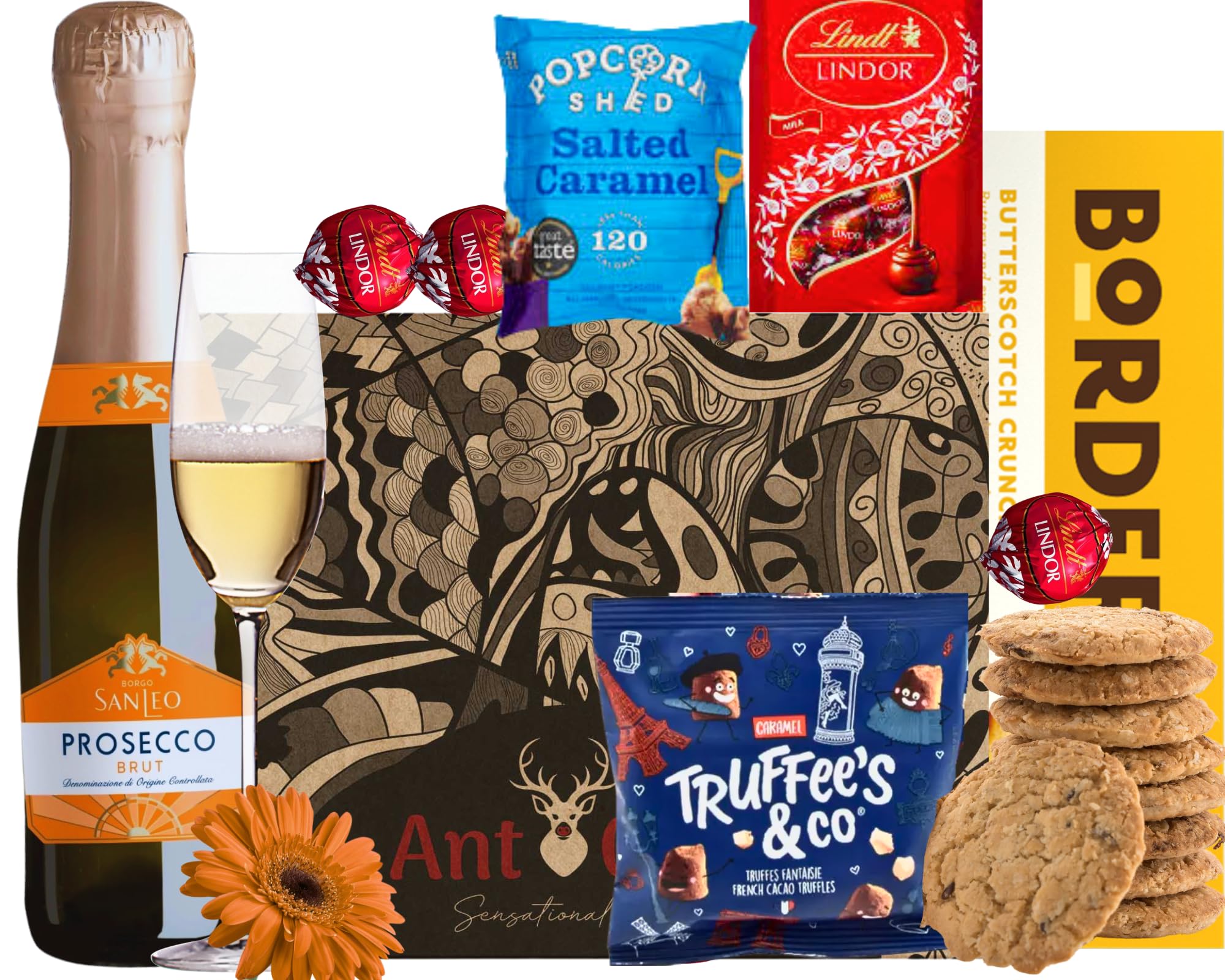 Prosecco Wine and Luxury Chocolates with Premium Biscuit Luxury Hamper Bundle GiftSet