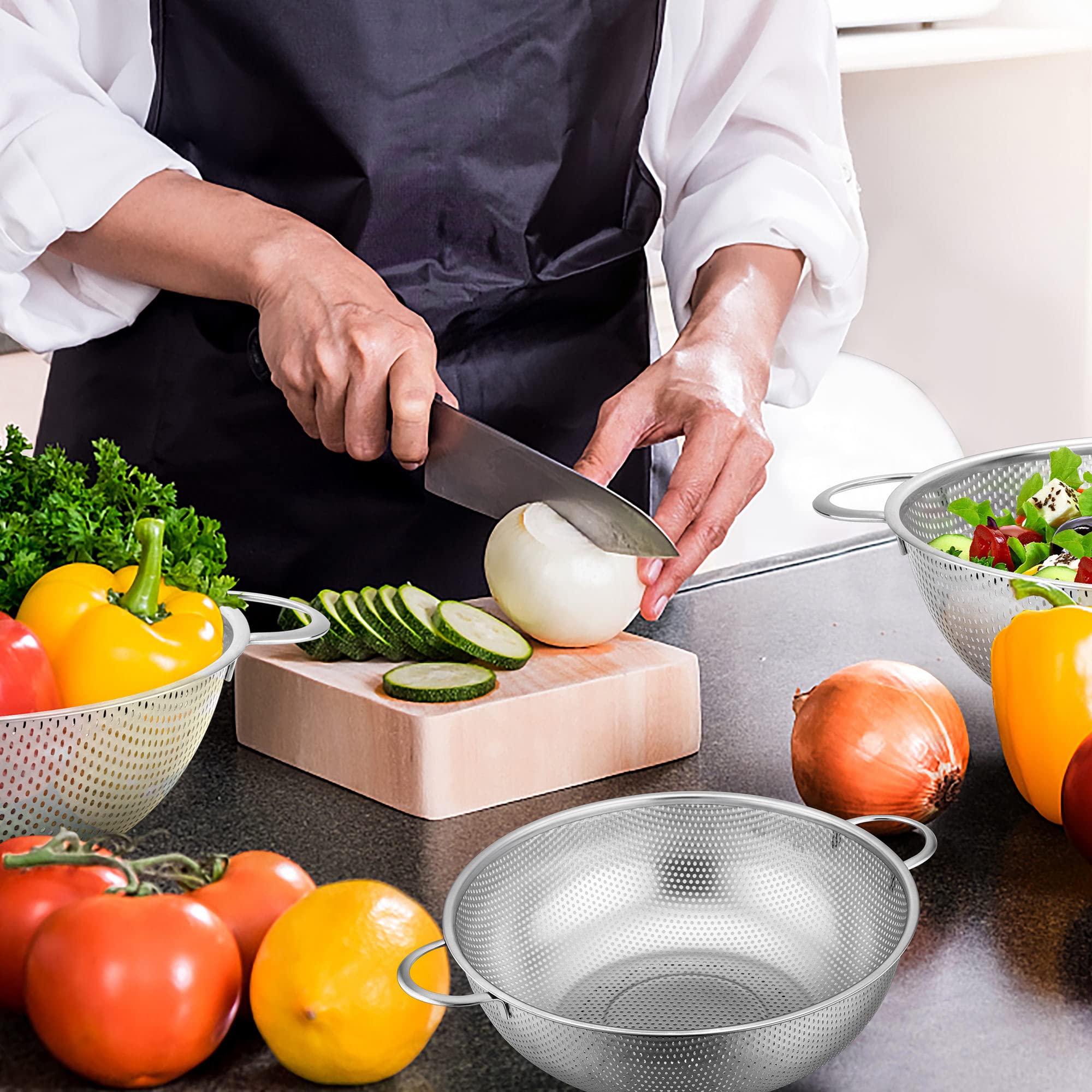 Passoire De Cuisine 2 Pièces Acier Inoxydable 22cm Et 19cm - Égouttoir Pâtes Légumes Fruits