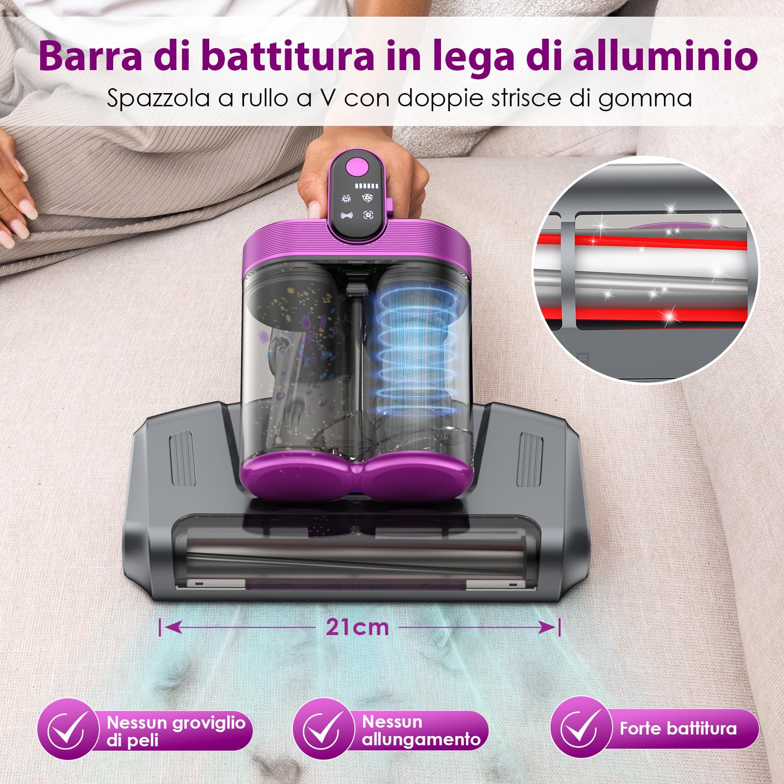 Linkifly MT1 Battimaterasso senza fili, Sterilizzazione UV, 18KPa, Rimuove il 99% degli allergeni, Aspirapolvere per materassi, Ideale per materassi, divani e mobili imbottiti, Ricarica di tipo C