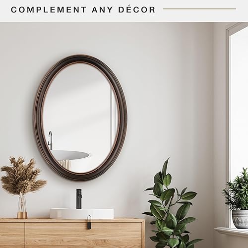 Miniatura 9 de MCS Master & Co. Espejo de pared de metal, redondo de 26 pulgadas, latón