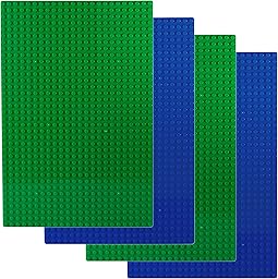 Apostrophe Games Placas Base de Bloques de Construcción Compatibles con Las Principales Marcas Placas Base Verdes de 19,2 cm x 28,8 cm (2X Verde y 2X Azul)