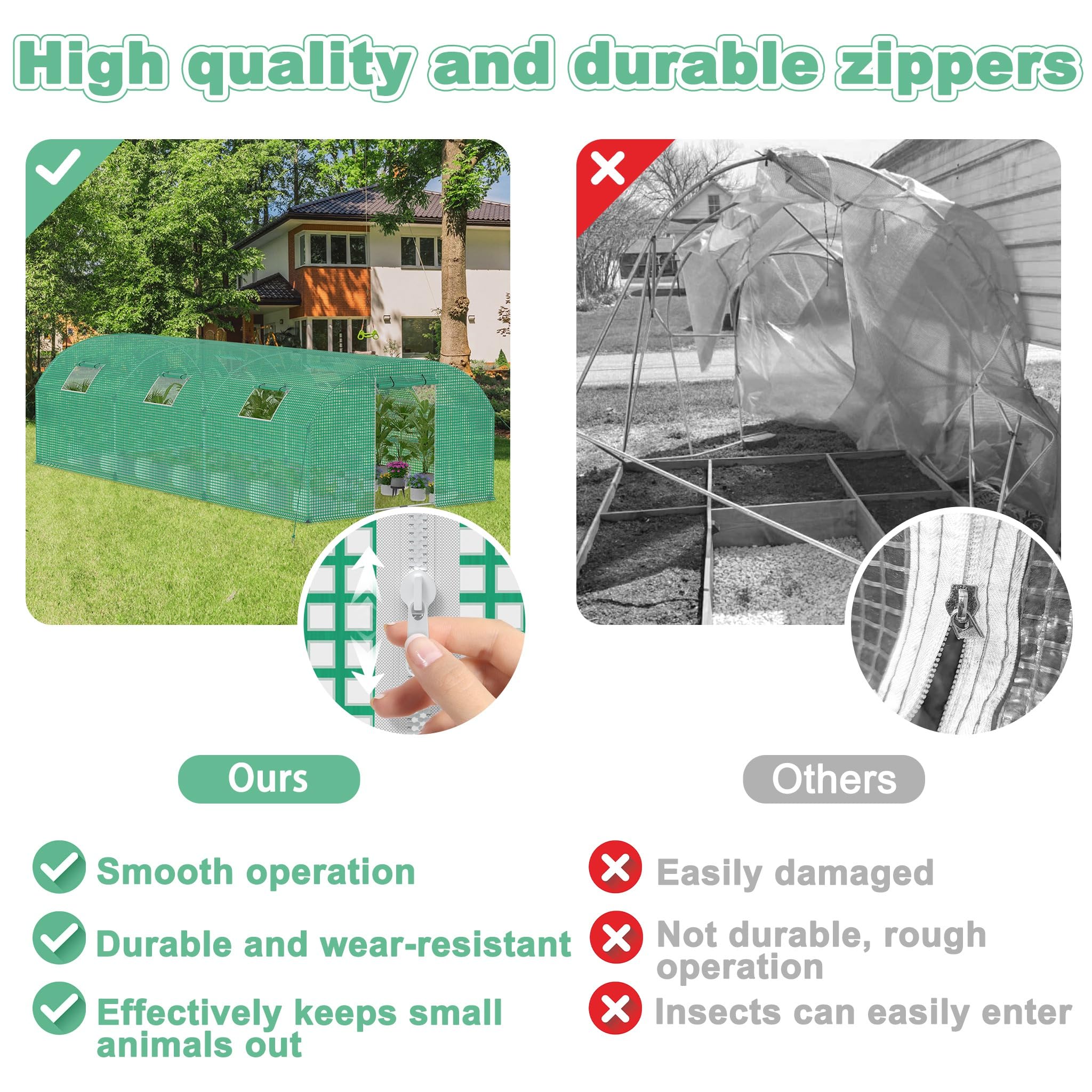 12㎡ Frostschutz Gartengewächshäuser aus Stahl Rahmen 3x4x2m HDPE Foliengewächshaus mit 4 Insektenschutzgitter Fenster & Tür Begehbares Gewächshaus Garten Überwinterungszelt für Pflanzen