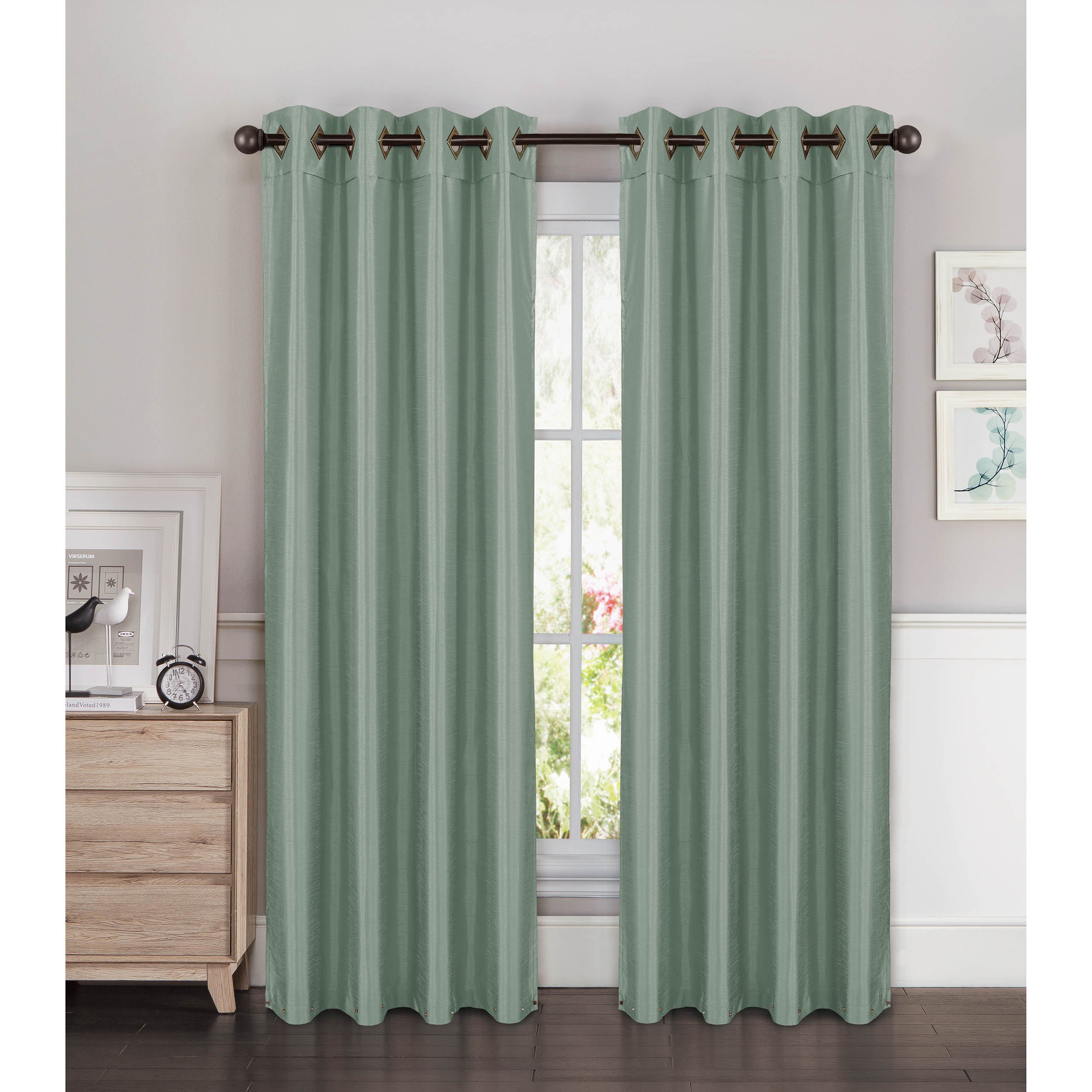 Window Elements Kim Faux Silk Extra Wide 108 x 84 in. Grommet Curtain Panel Pair, Splash Blue