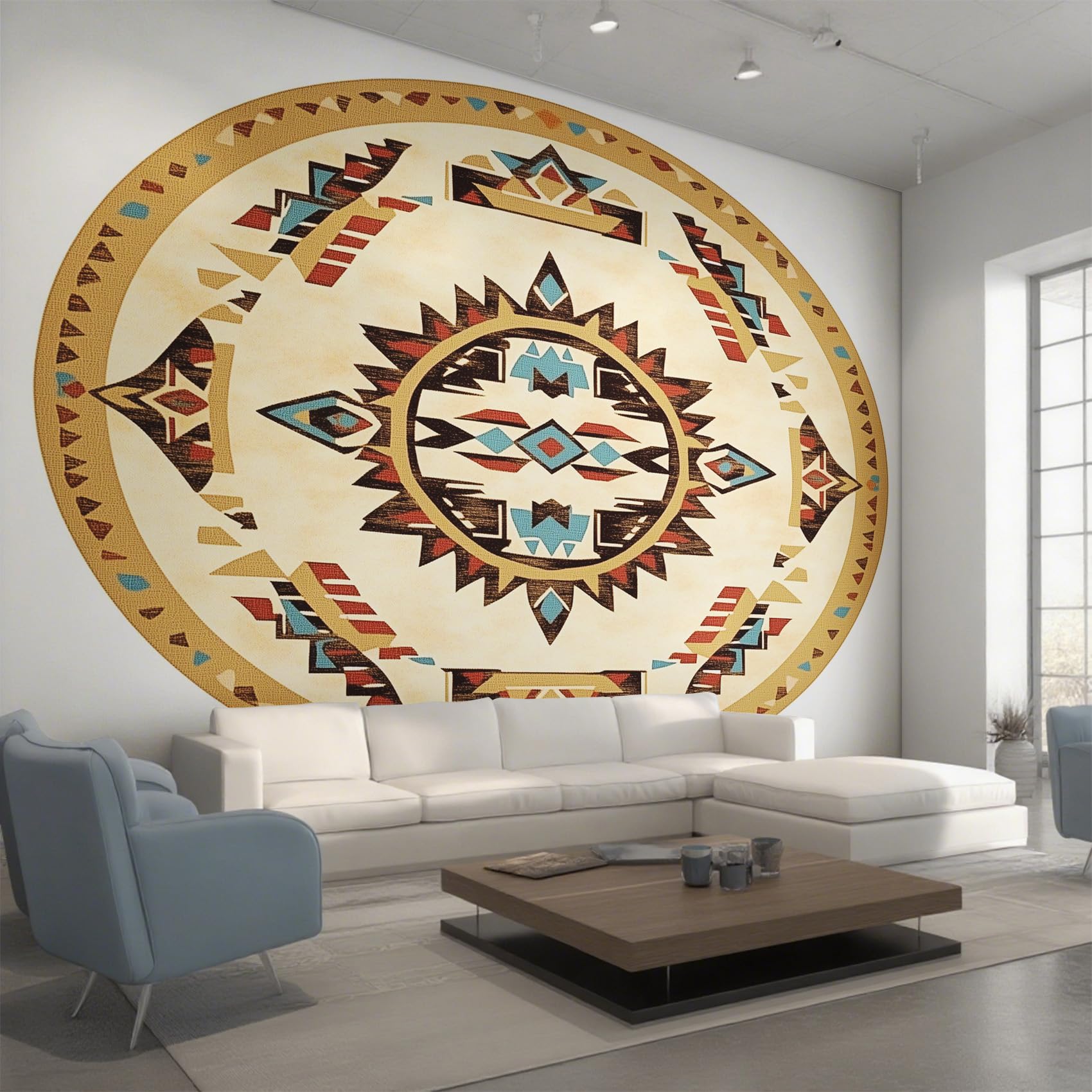 Papier peint panoramique navajo azteque 450x315 cm fresque intissee salon