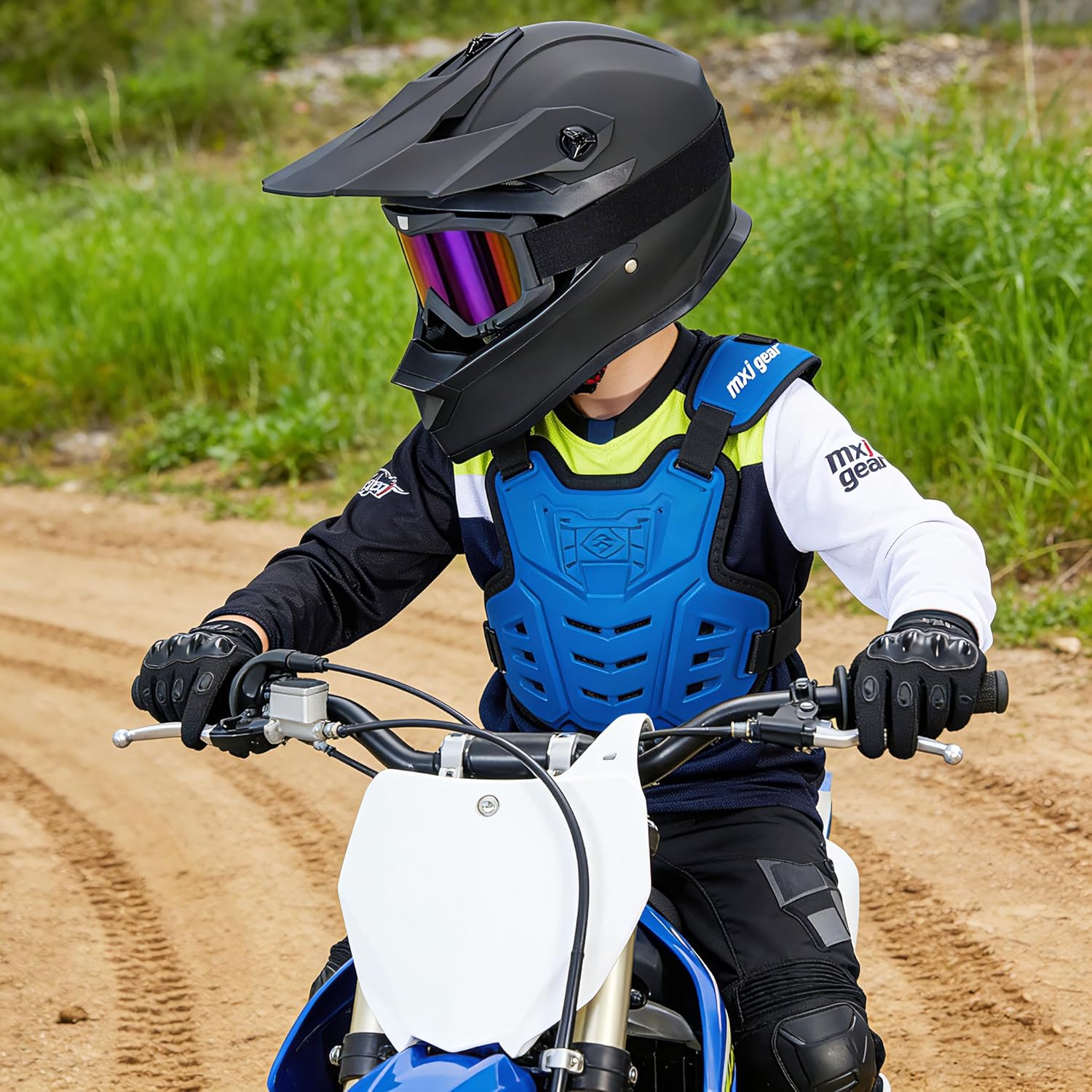 Youth Dirt Bike Helmets,MM605 Kids Full Face Motorcycle Helmet for Off-Road ATV UTV BMX Street Riding,Kids Motocross Helmet with Goggles Gloves,DOT Approved