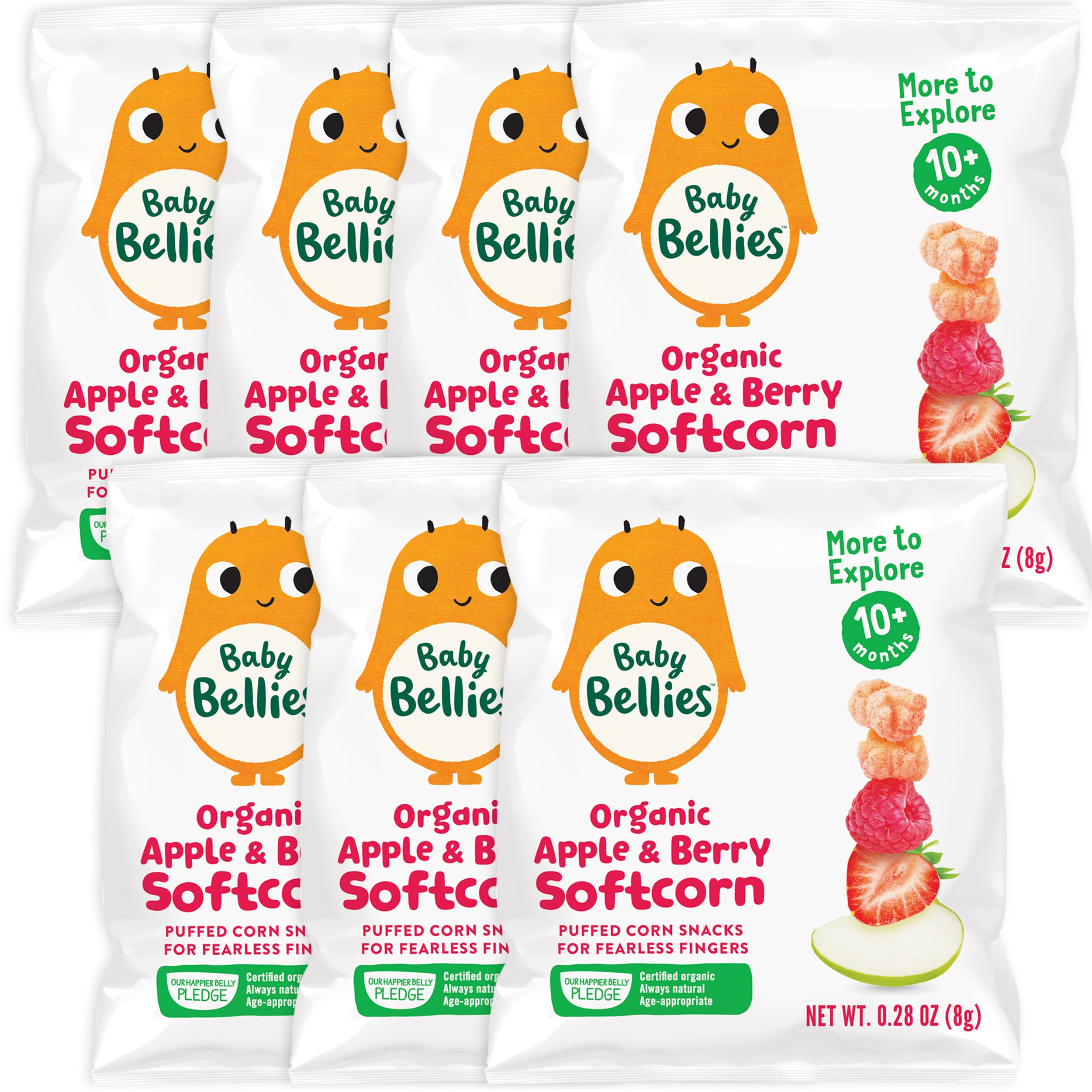 Amazon.com : Baby Bellies Organic Apple & Berry Softcorn, 0.28 Ounce Bag  (Pack of 7) : Everything Else