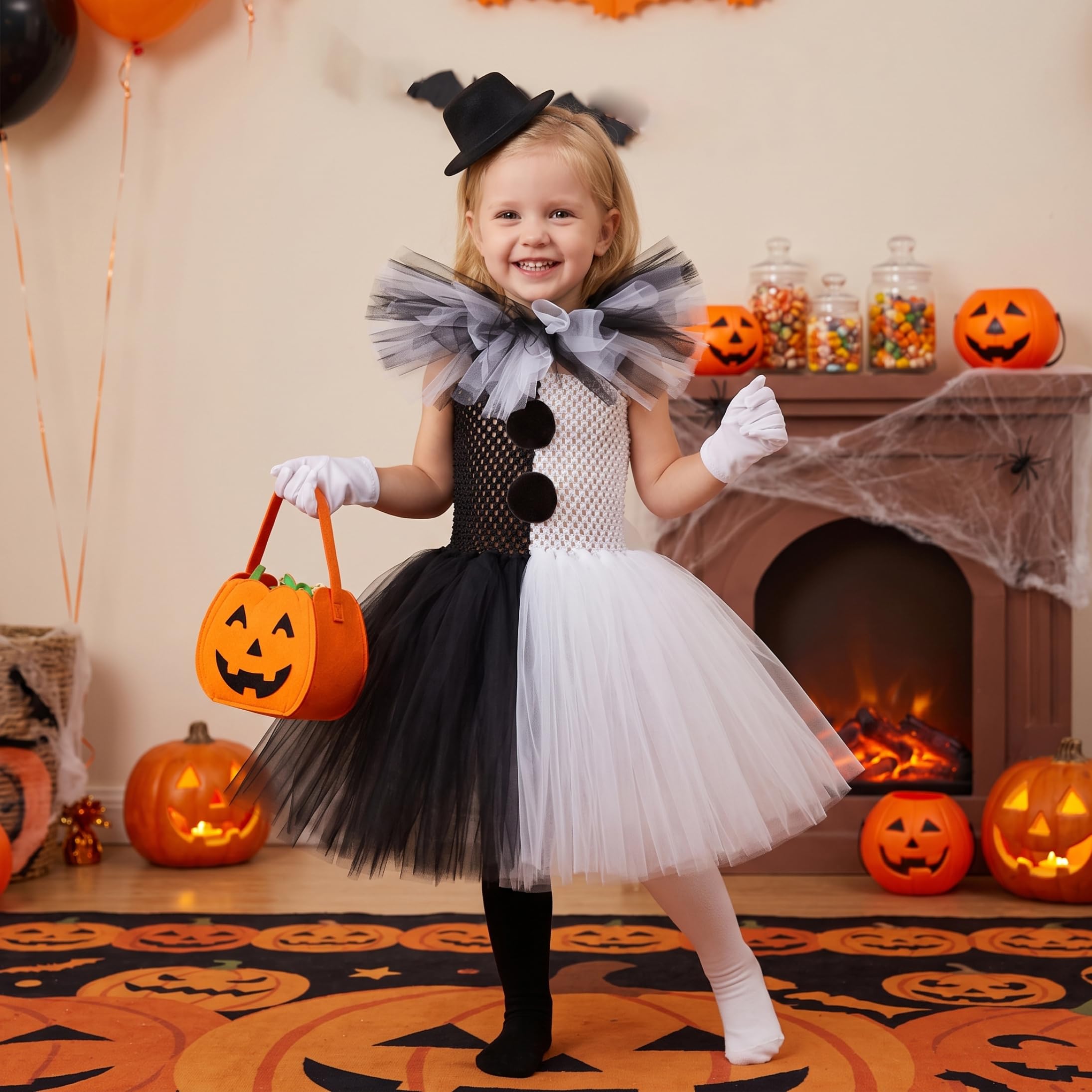 Set costume da clown per bambini Completo completo 31, 5-35, 43 pollici | Design classico da clown, accessori completi, comodo tulle, ideale per Halloween e travestimenti