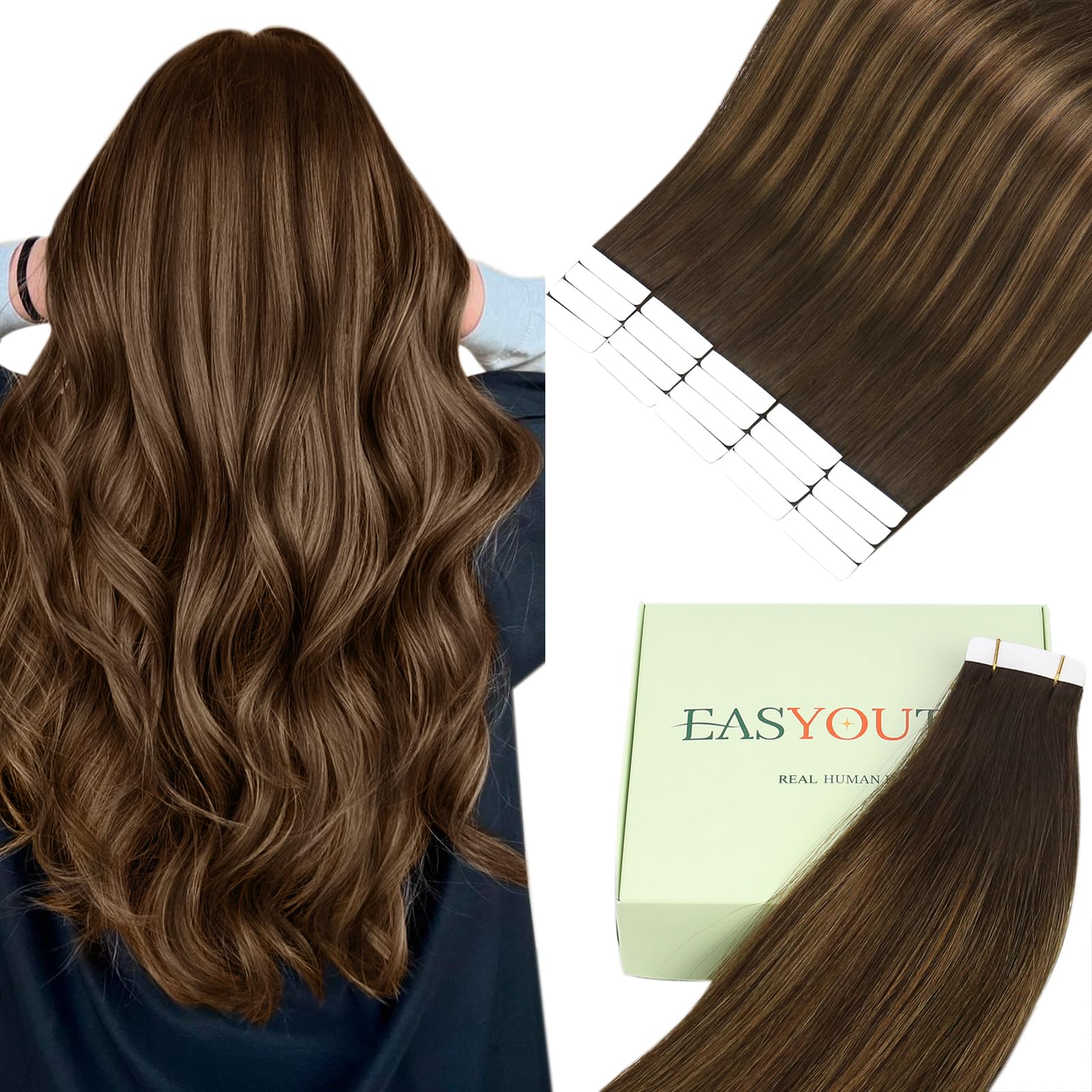 Easyouth U Tip Hair Extensions Brown Keratin Tip Hair Extensions Real Human Hair Darkest Brown Keratin Hair Extension Human Hair with Natural Texture 18Inch 50G 1G/S — view 60