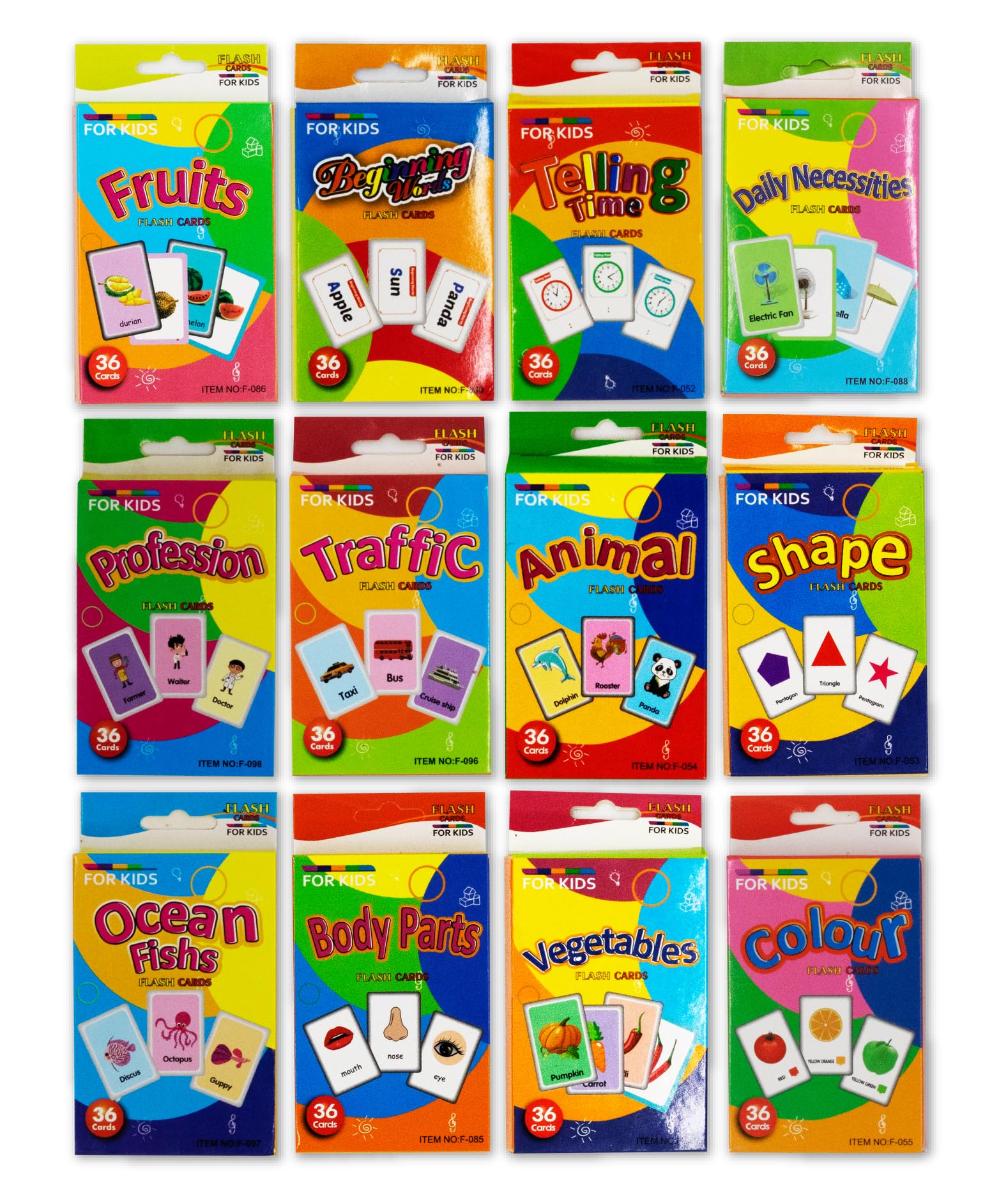 SARAOONT™ 432pcs Flashcards for Toddlers - Fun Learning and Educational Kids Cards (12 Sets, 864 Pictures)