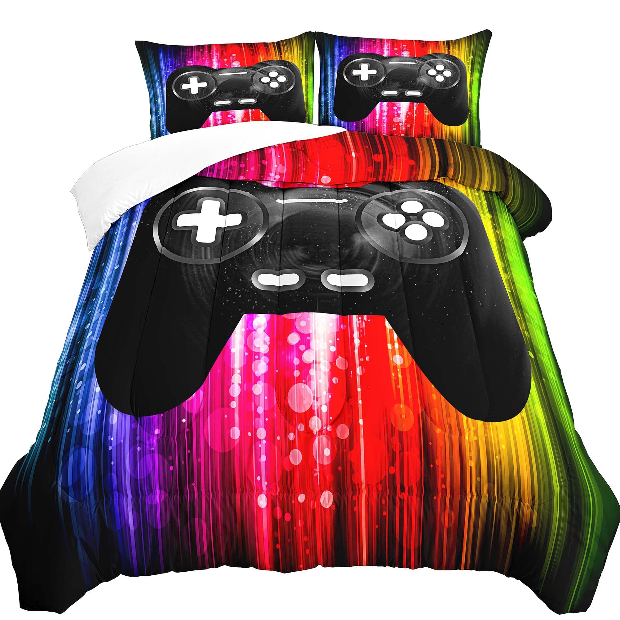 xiheshian Gaming Comforter Sets for Boys,Gamer Bedding Queen Size Video Game 1PC Quilt 2PC Pillow Case