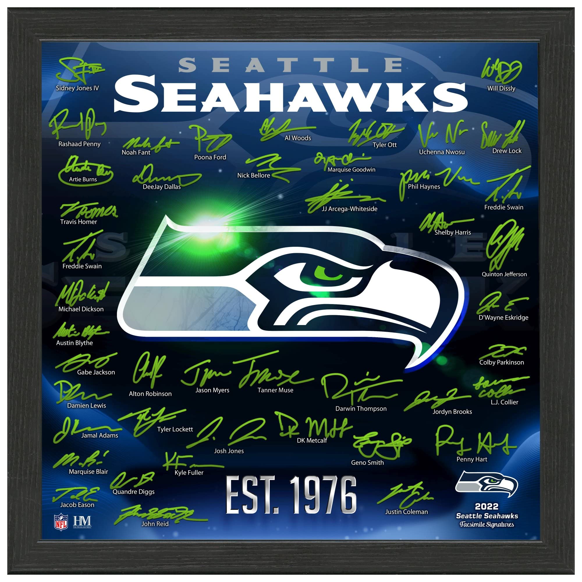 Highland Mint Seattle Seahawks NFL Signature Logo Bild 33x33cm