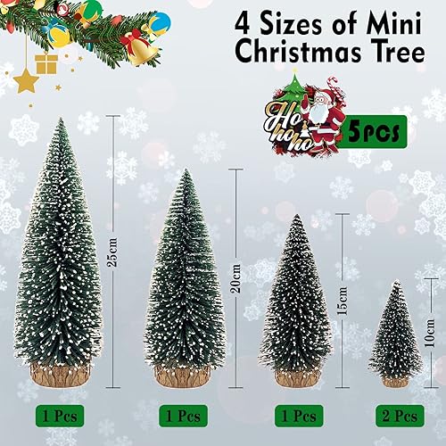 Miniatura 8 de Árbol de Navidad pequeño, mini árbol de Navidad, árbol de pino pequeño con bases de madera para Navidad, fiesta, hogar, decoración de árbol de mesa