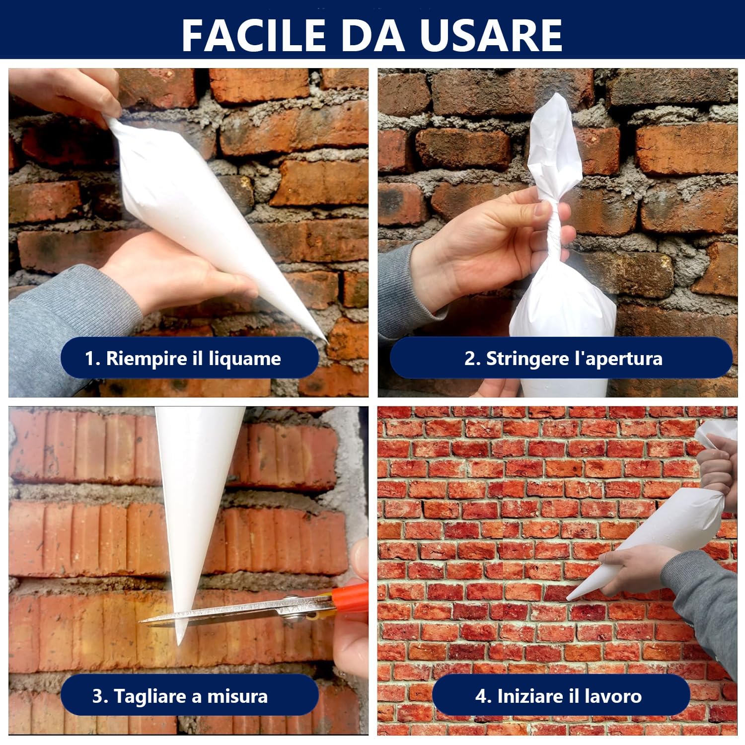 5 Pezzi Sacca per Giunture, Sacchetto per Malta Impermeabile, Siringa per Cemento Rapido per Riempire le Fughe delle Piastrelle
