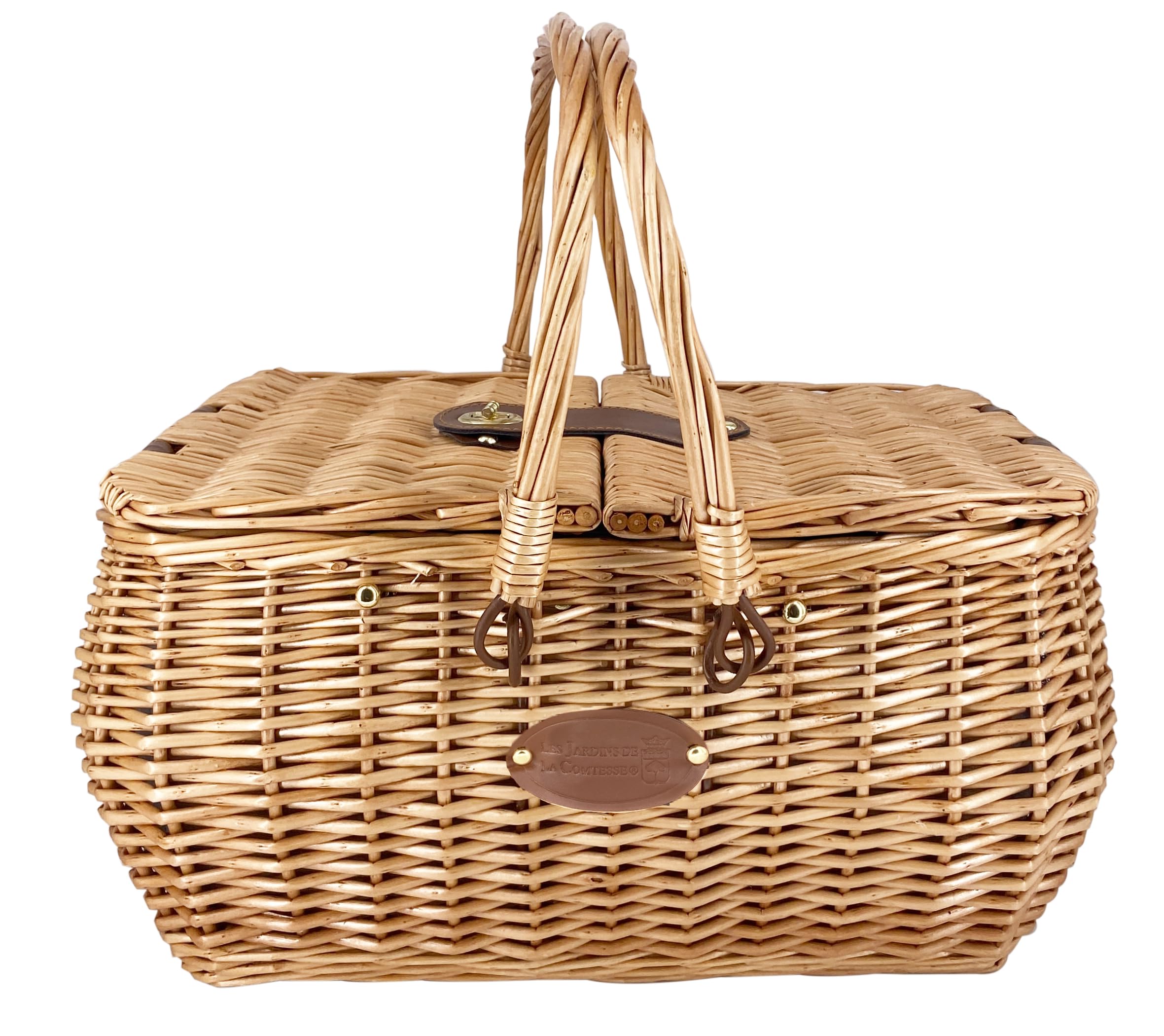 Les Jardins de la Comtesse - Picknickkorb Giverny – 2 Personen – Grün – komplett mit Kühlfach – Geschirr inklusive – Blumenmotiv – 45 x 36 x 23 cm