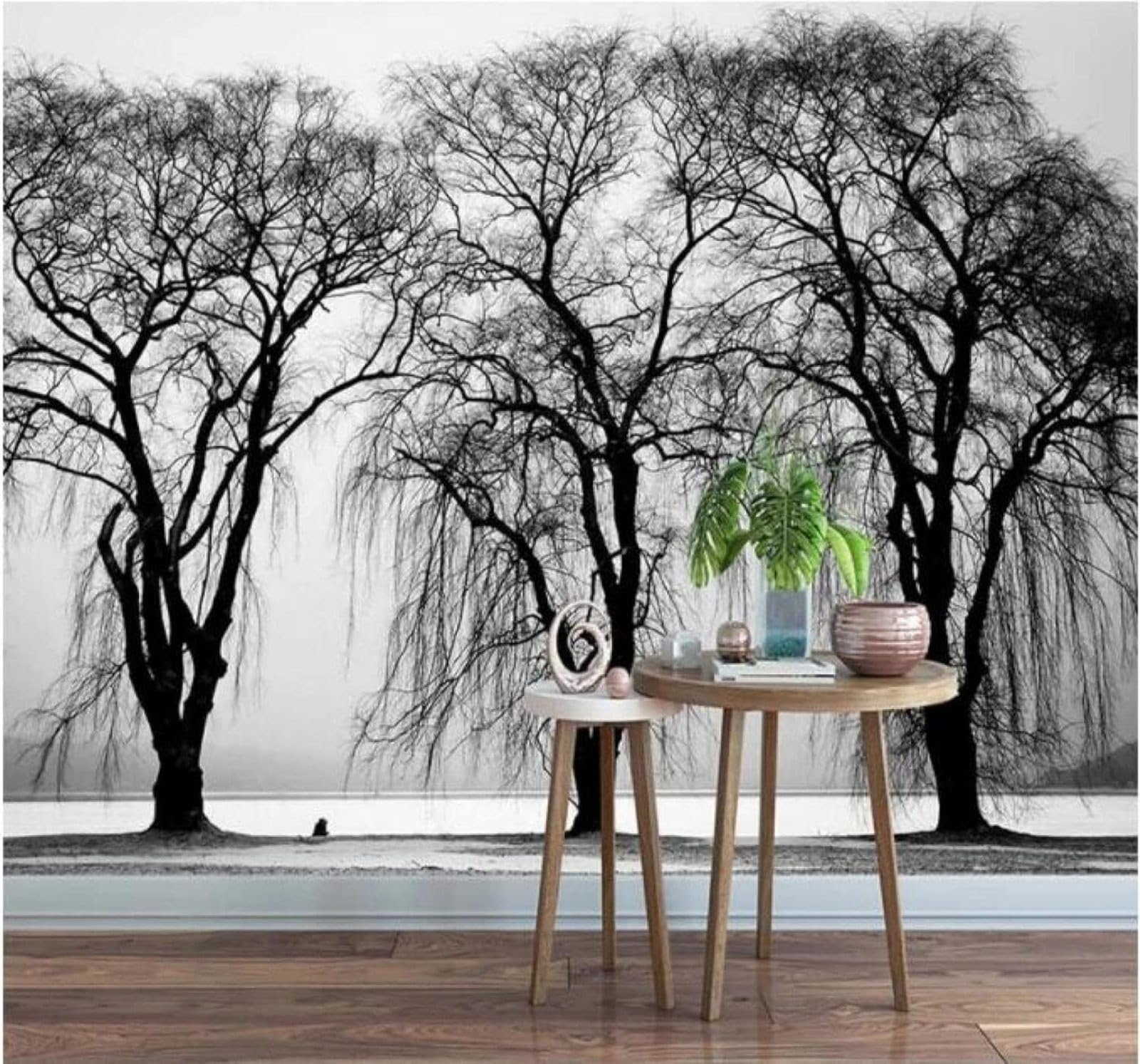 XLMING Three Dimensional Black and White Woodland Park Landscape 3D Wallpaper Luxury Home Dining Decor Paste Sofa Living Room The Wall for Bedroom Mural-400cm×280cm