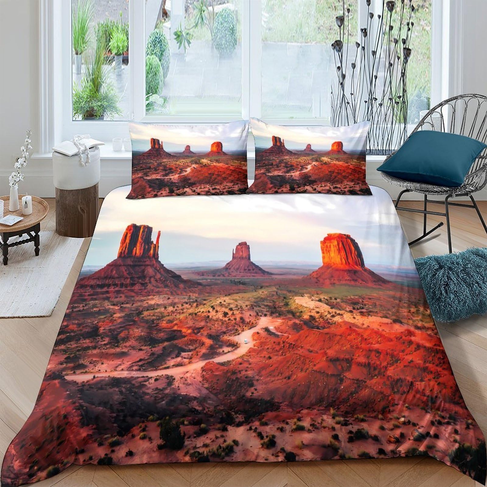 Ctjqhvkz Style-10 3D Printed Monument Valley Landscape Fitted Sheet Microfiber Soft Breathable Sunset Bed Cover For Bedroom Dorm Mattress Decor Single（135X200cm）