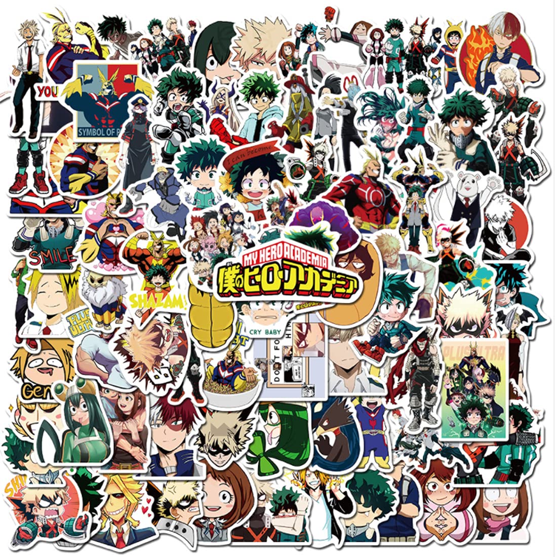 wopin 100Pcs Anime My Hero Academia Stickers -Waterproof Anime Stickers for Kids Teens Adults Vinyl Laptop Stickers for Water Bottles Luggage Skateboard Decals Graffiti Patches
