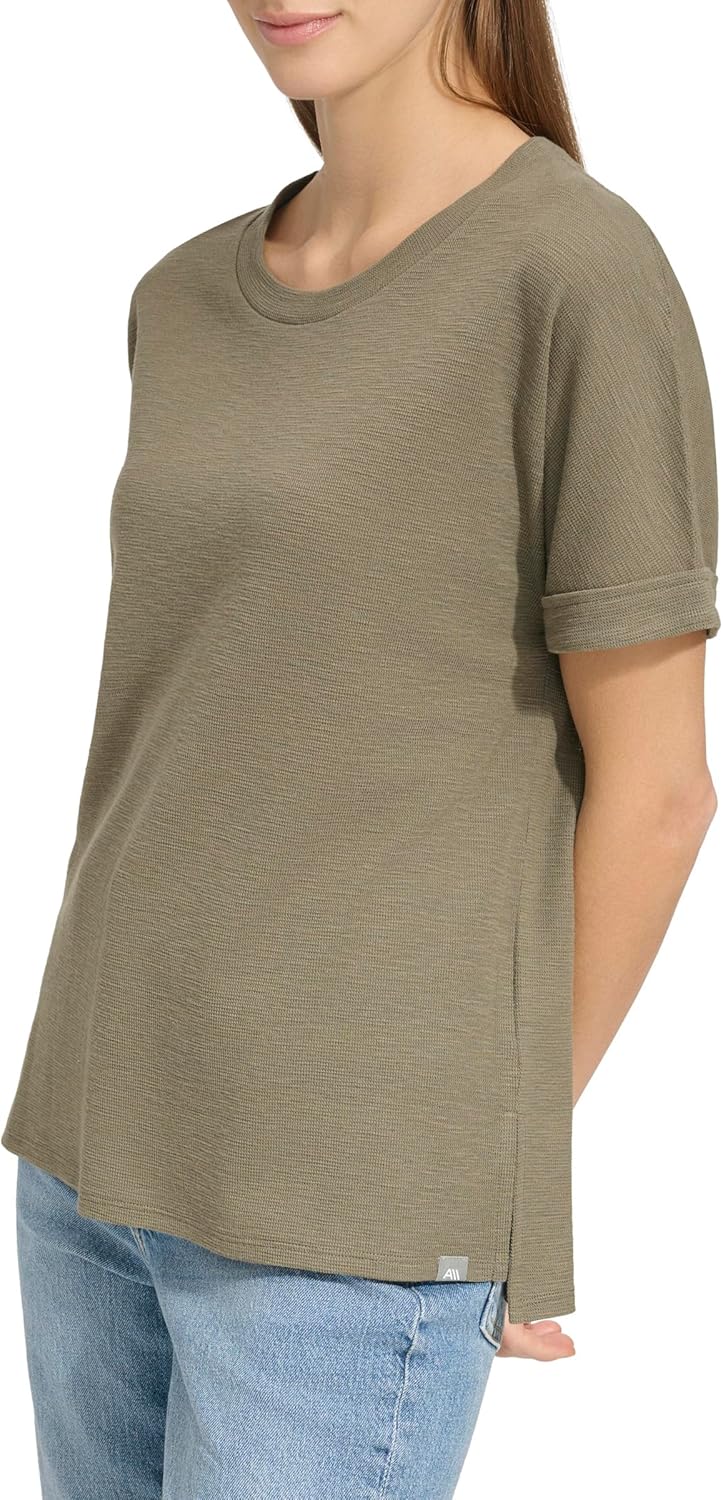 Andrew Marc Sport Women's Crew Neck Boxy Waffle Knit T-Shirt - Image 3