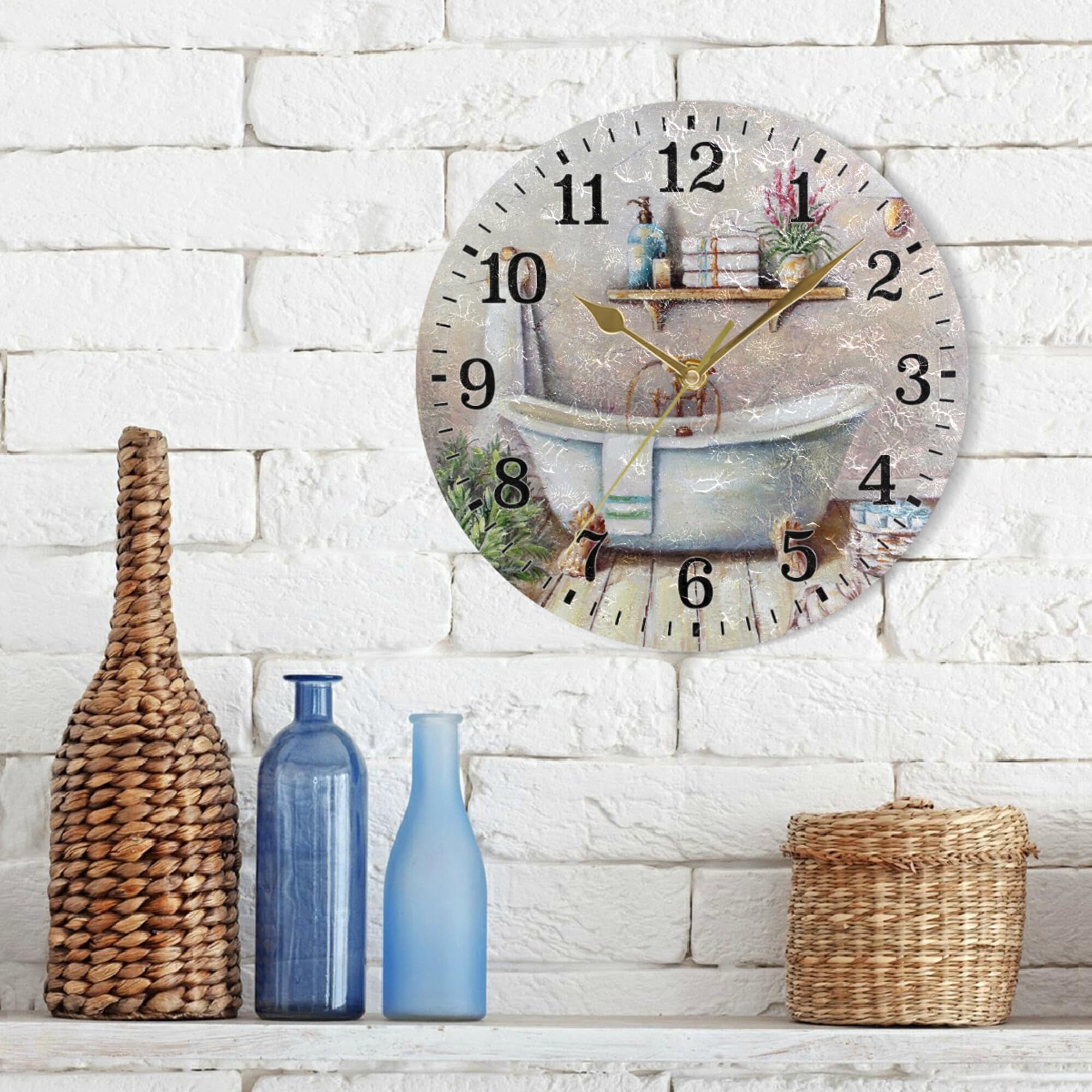 Amazon.com: Silent Wall Clock for Bathroom Decorarion, Battery