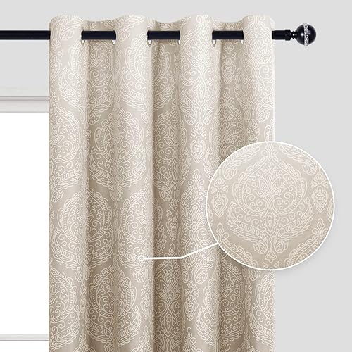 Miniatura 2 de DWCN Cortinas opacas degradadas para sala de estar, aislamiento térmico, bloque de luz, ahorro de energía, degradado, damasco, ojales, para