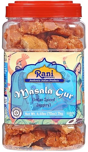 Miniatura 37 de Rani Masala Gur (Jaggery) Azúcar de caña sin refinar indio sin refinar, 17.5 oz (1.1 libras) tarro de PET de 17.64 oz ~ Apto para gluten Vegano
