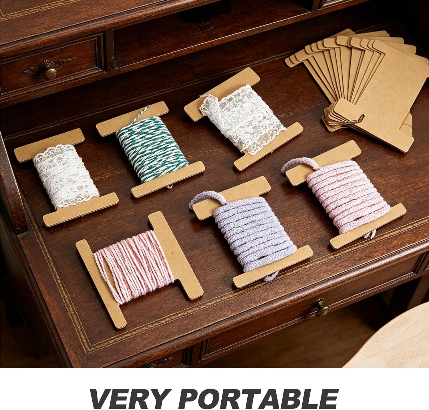SOESFOUFU 100pcs Ribbon Organizer Cardboard - Thickened Thread Spools - Embroidery Floss Organization - Twine Holder Card for Yarn Wrapping Storage